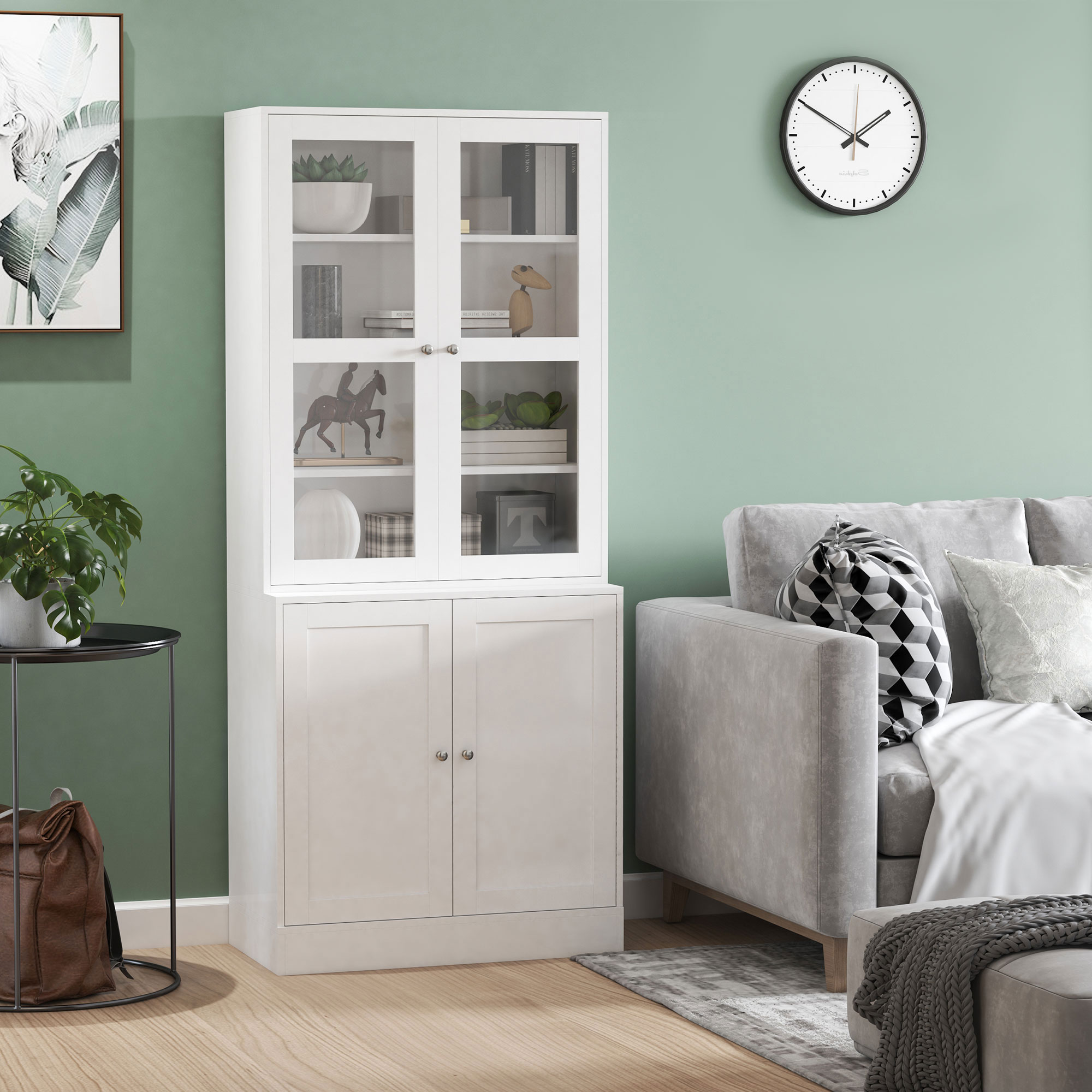 HOMCOM Boekenplank Wandplank Plank, 2 planken, 76 cm x 40 cm x 178,5 cm, Wit