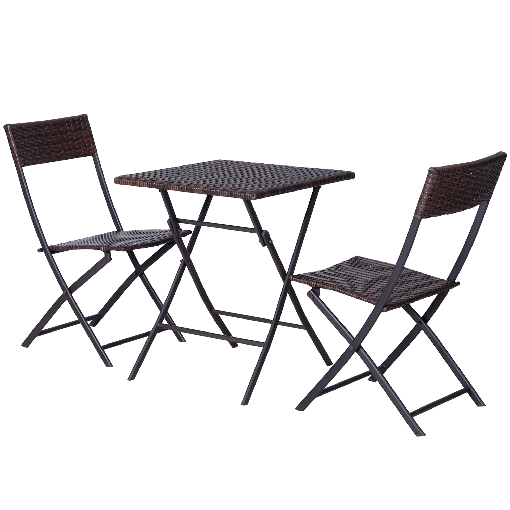 Outsunny 3-delig poly-rotan Bistro zitgroep tafel-stoel set tuinset tuinmeubels