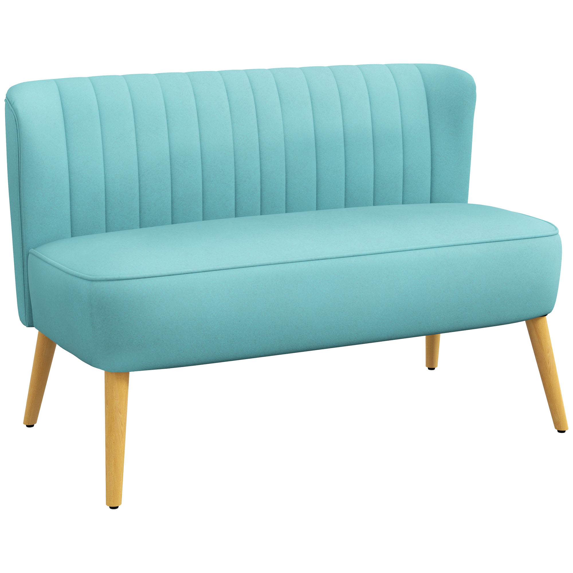 HOMCOM Sofa Retrodesign 2-zitsbank, houten poten, 117 cm x 56,5 cm x 77 cm, Groente