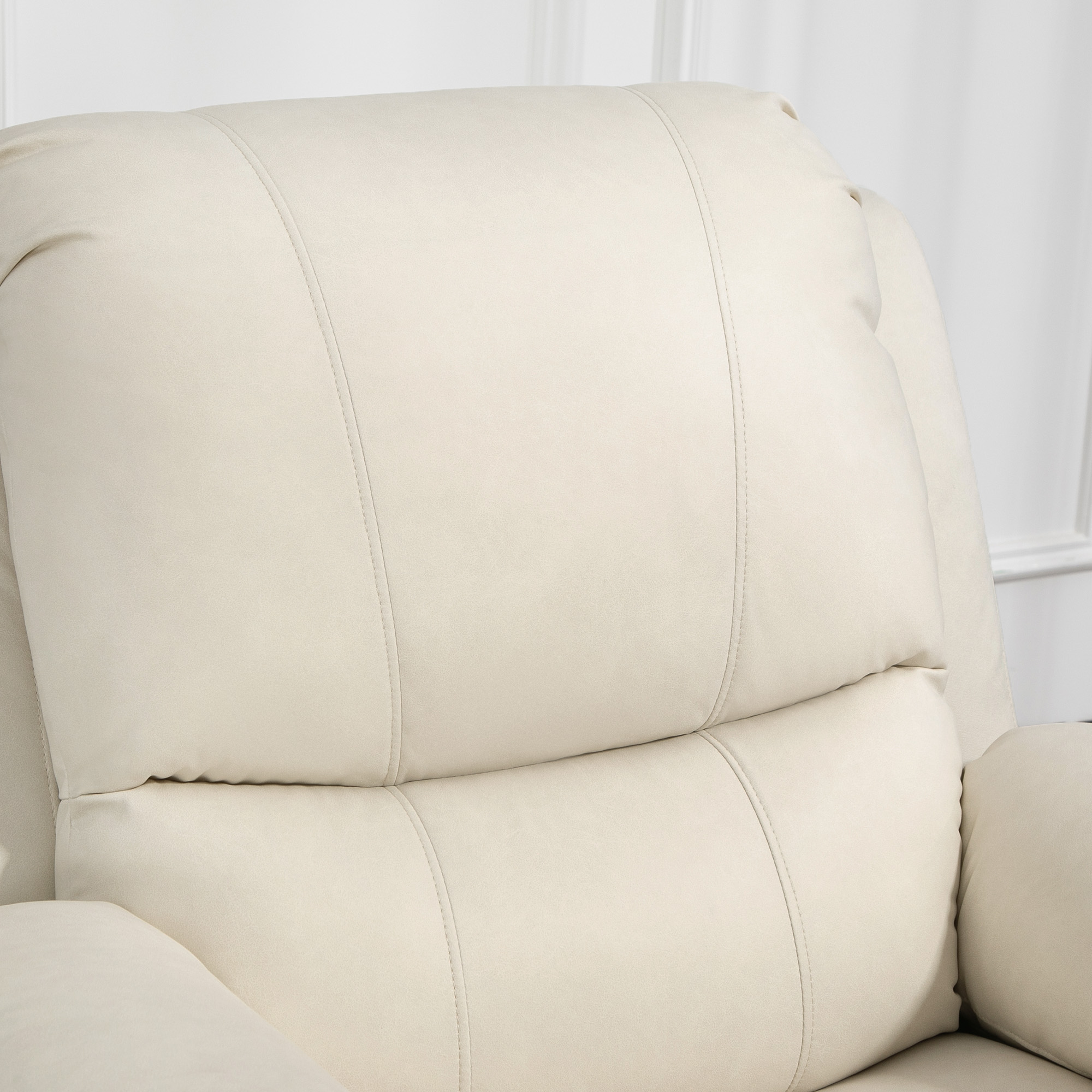HOMCOM Relaxstoel, verstelbare leuning & voetsteun, draaibaar, tot 150 kg, stalen frame, 93x100x98cm, Crèmewit
