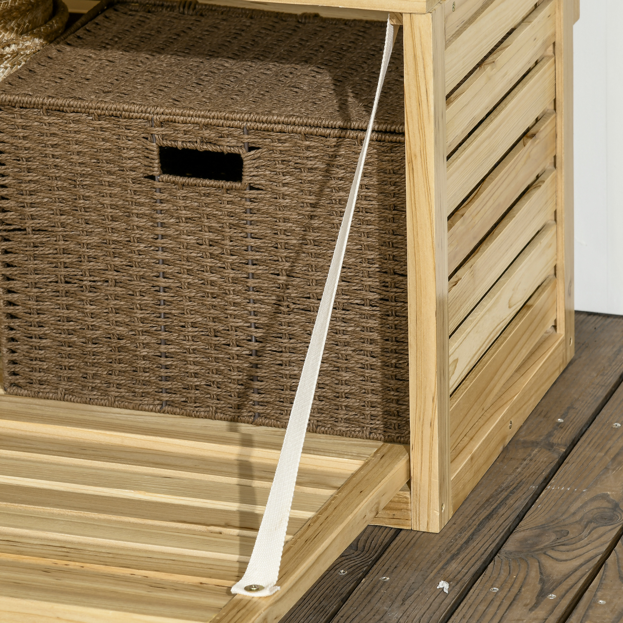 Outsunny opbergdoos, tuinkist met hekwerk, opbergdoos met planken