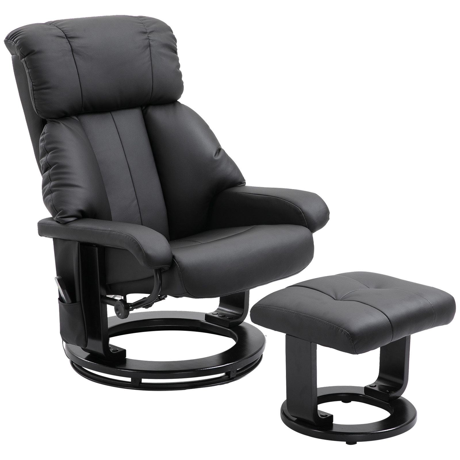 HOMCOM relaxfauteuil met massagestoel incl. kruk zwart