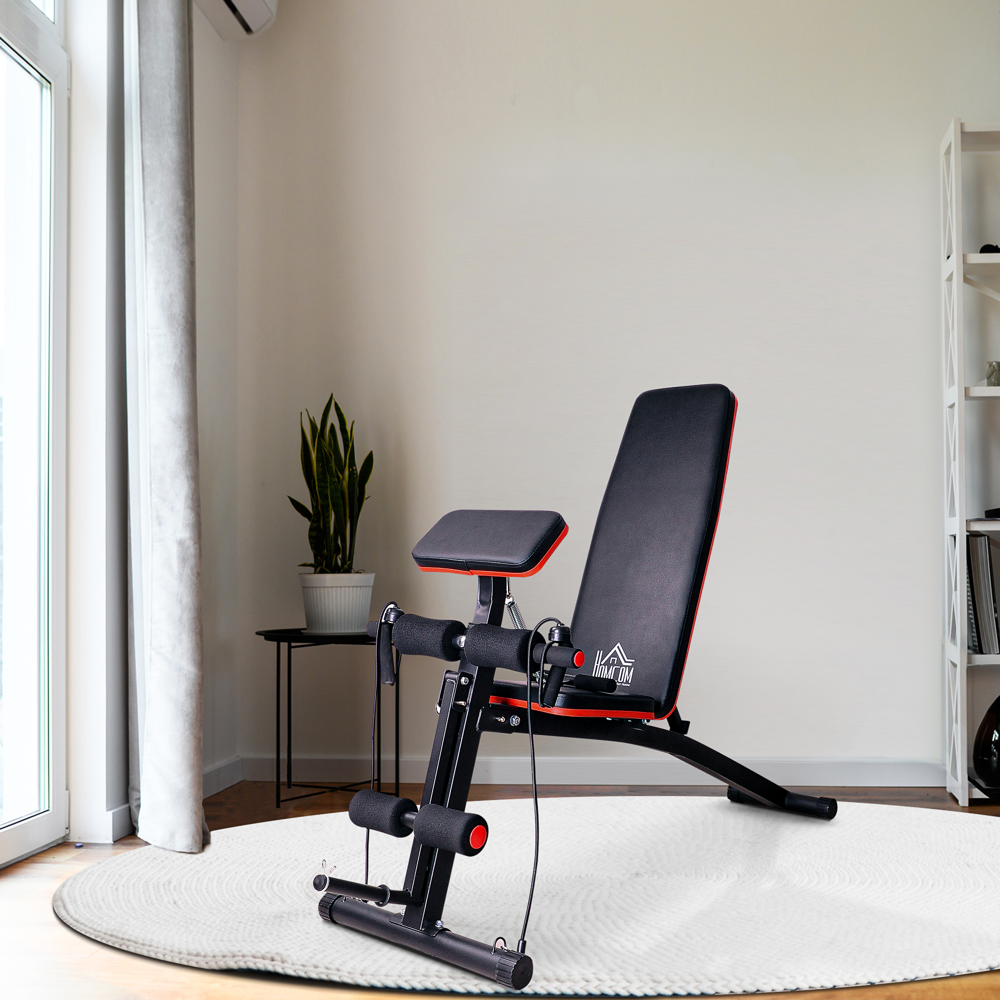 HOMCOM Multifunctionele halterbank krachtstation trainingsbank tot 120 kg zwart