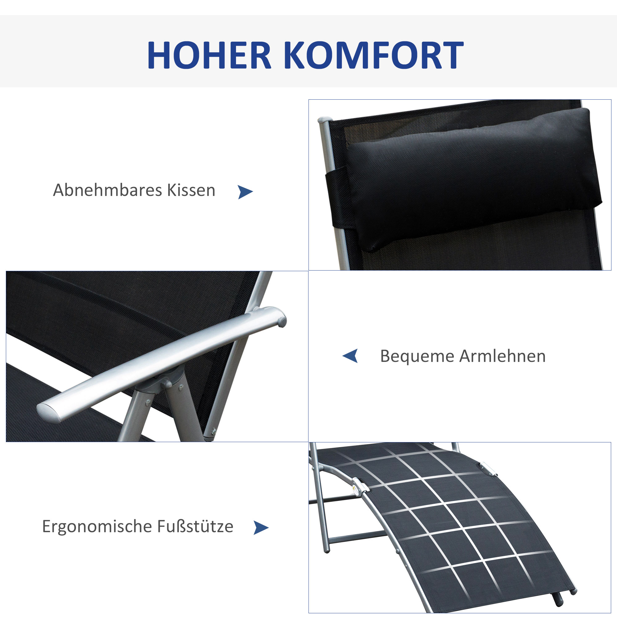 Outsunny Inklapbare ligstoel ligbed voor op het strand ligstoel tuin ligstoel ligbed voor op het strand ligbed voor buiten