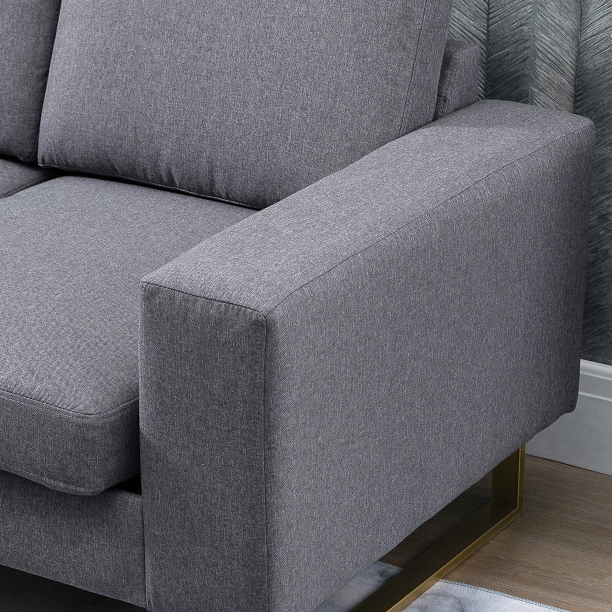 HOMCOM 2-zitsbank stoffen bank hoekbank gestoffeerde bank zitmeubelen kussens armsteun hout metaal lichtgrijs 160 x 82 x 78 cm