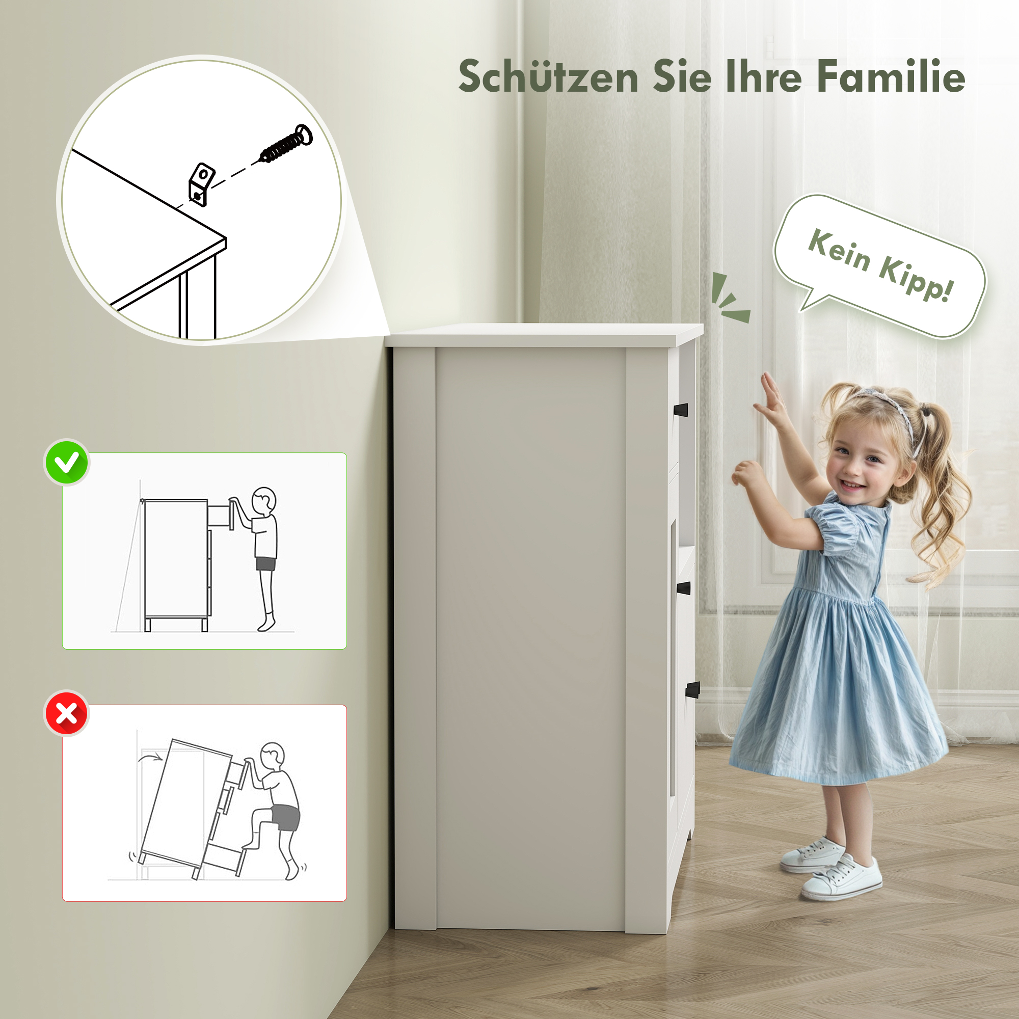 HOMCOM Keukenkast met Kabeldoorvoer, Commode met 2 Kasten, Open Vak, Lade, 80 x 35 x 72,2 cm, Spaanplaat, Wit