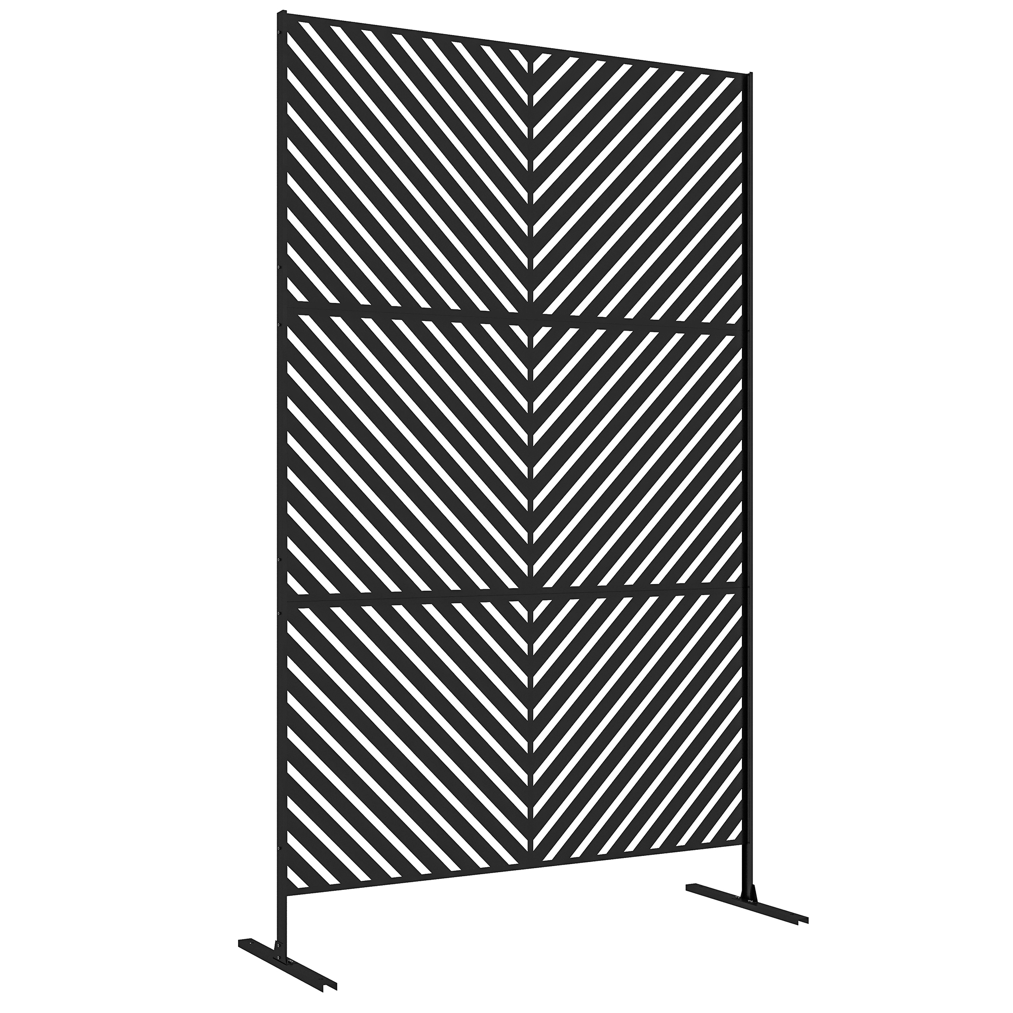 Outsunny Tuinafscheiding met geometrische vormen, metaal, 122 x 45 x 198 cm, zwart