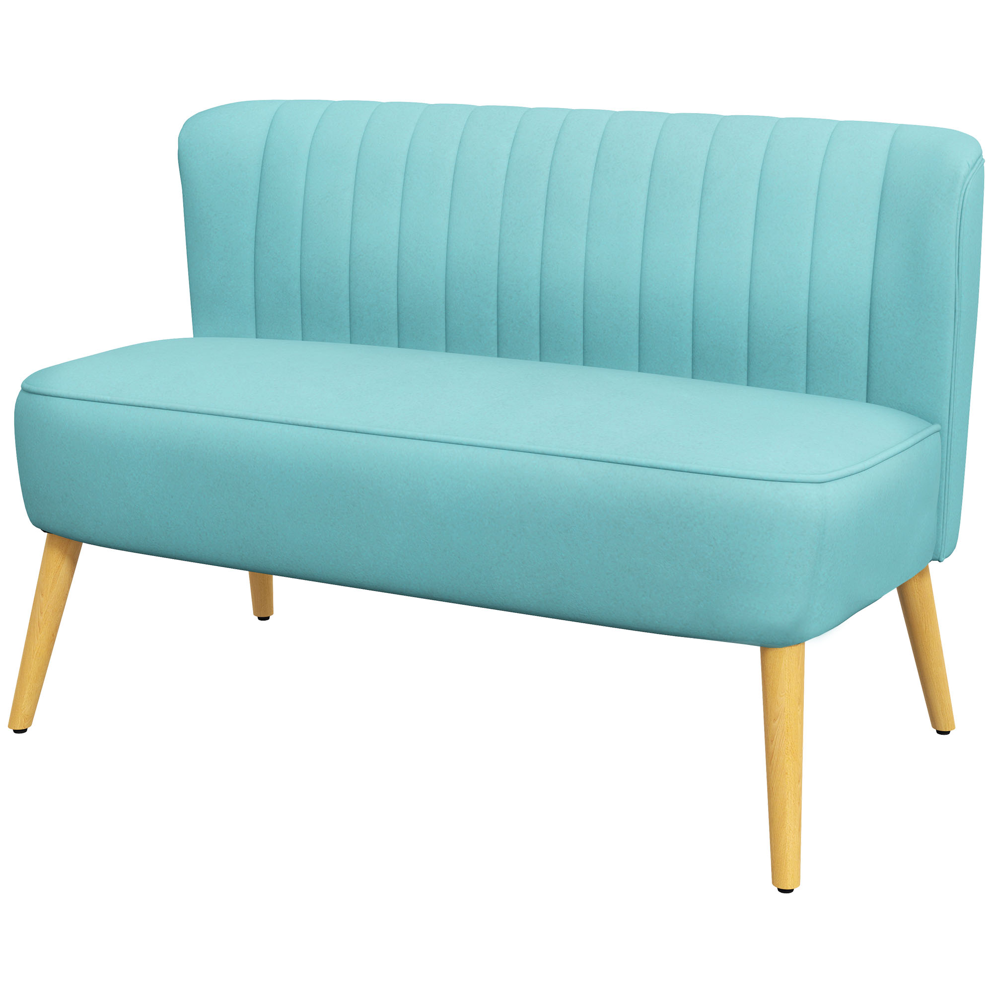 HOMCOM Sofa Retrodesign 2-zitsbank, houten poten, 117 cm x 56,5 cm x 77 cm, Groente