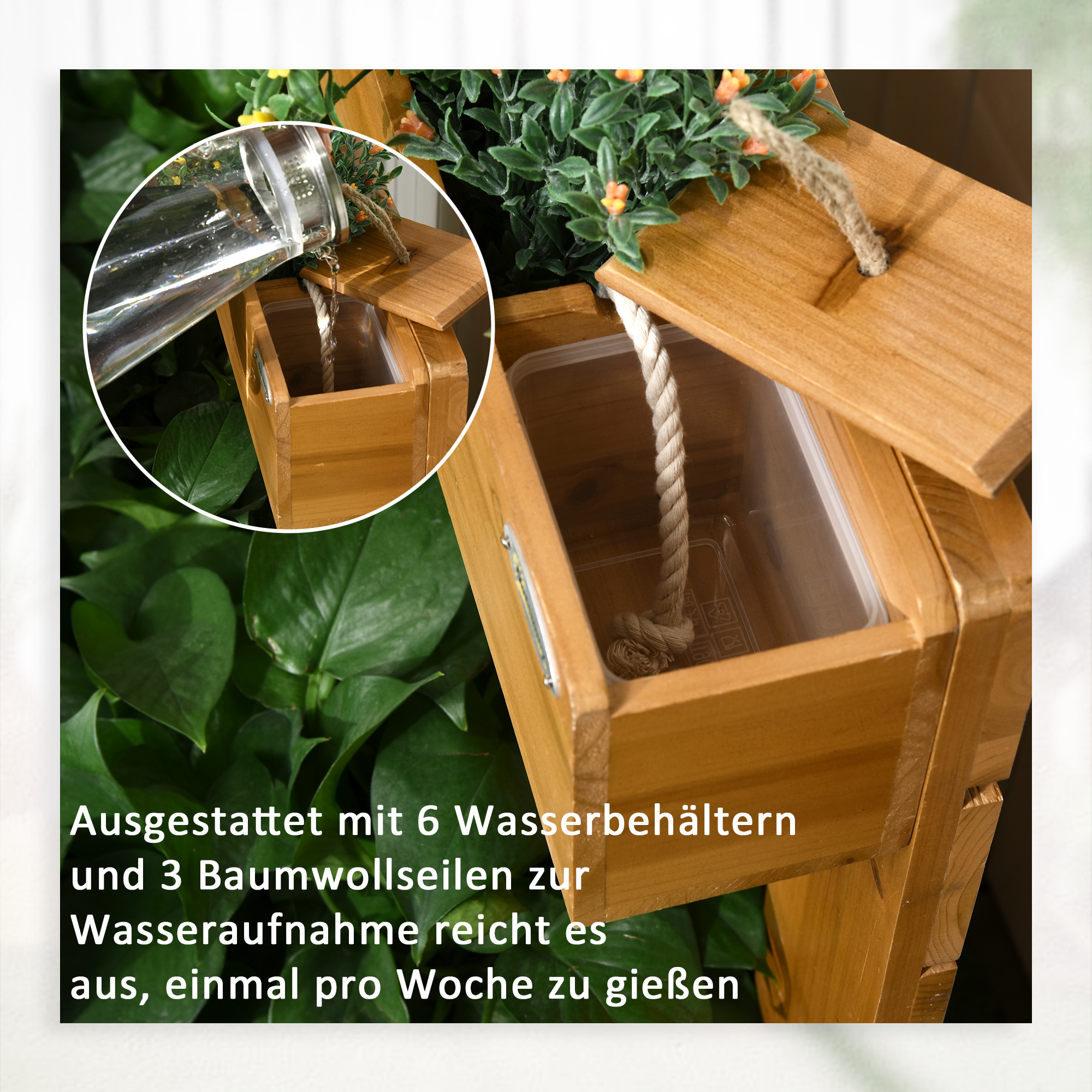 Outsunny verhoogd bed met 4 plantenbakken, bloembak met zelfbewateringssysteem
