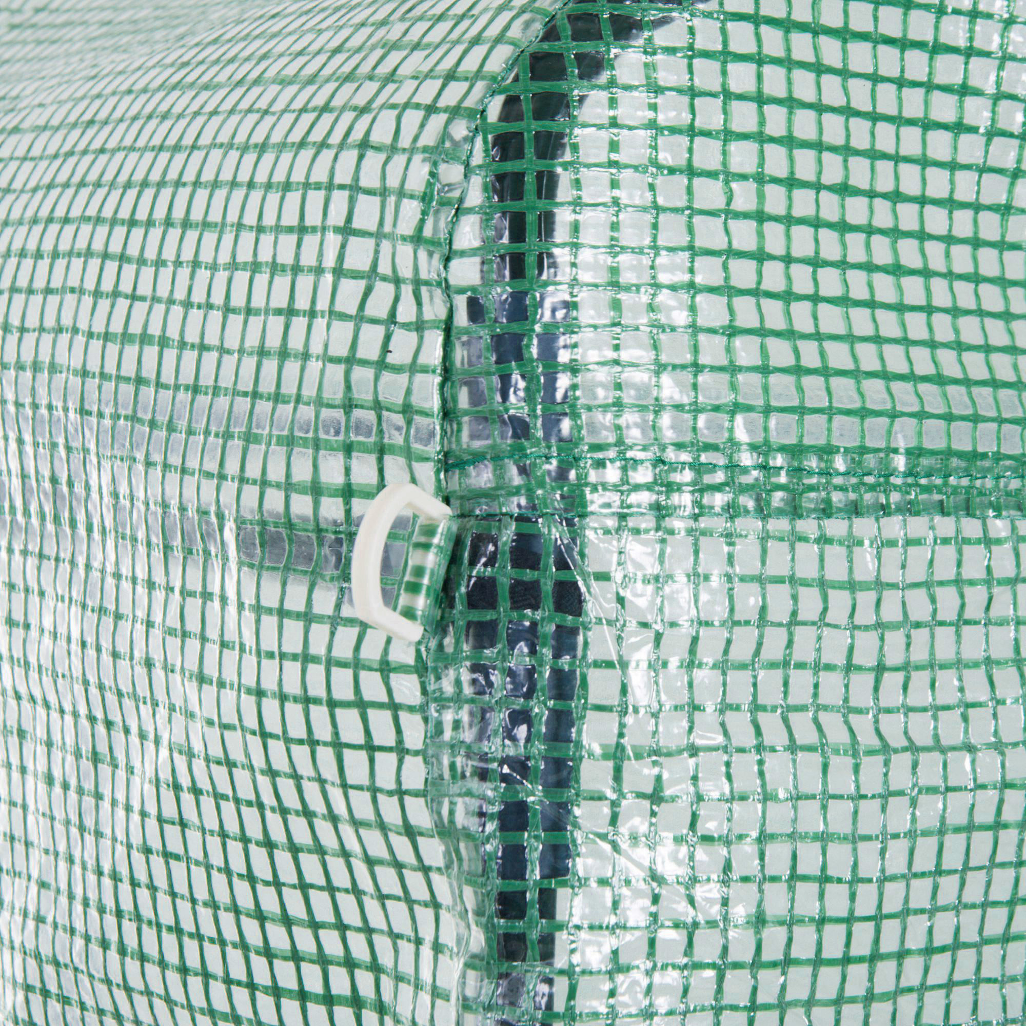 Outsunny Bezoekbare Foliekas, Tuinkas, met Netramen, Metalen Frame, 4x3x2m, Groen