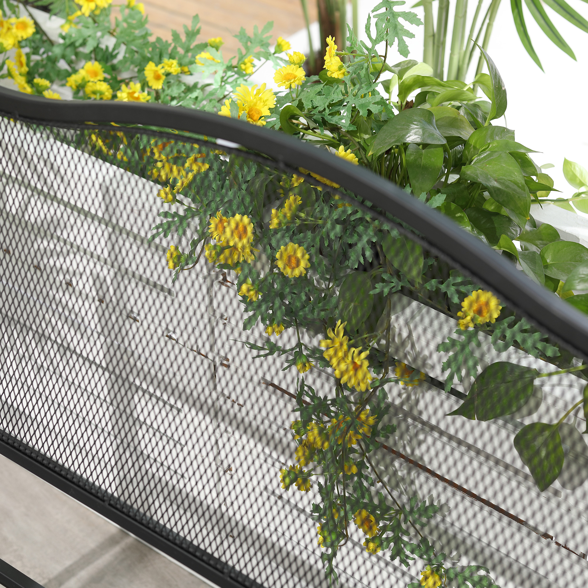 Outsunny Nostalgische Metalen Tuinbank, 2-zits, Weerbestendig, Zwart, 113 cm x 58 cm x 98 cm