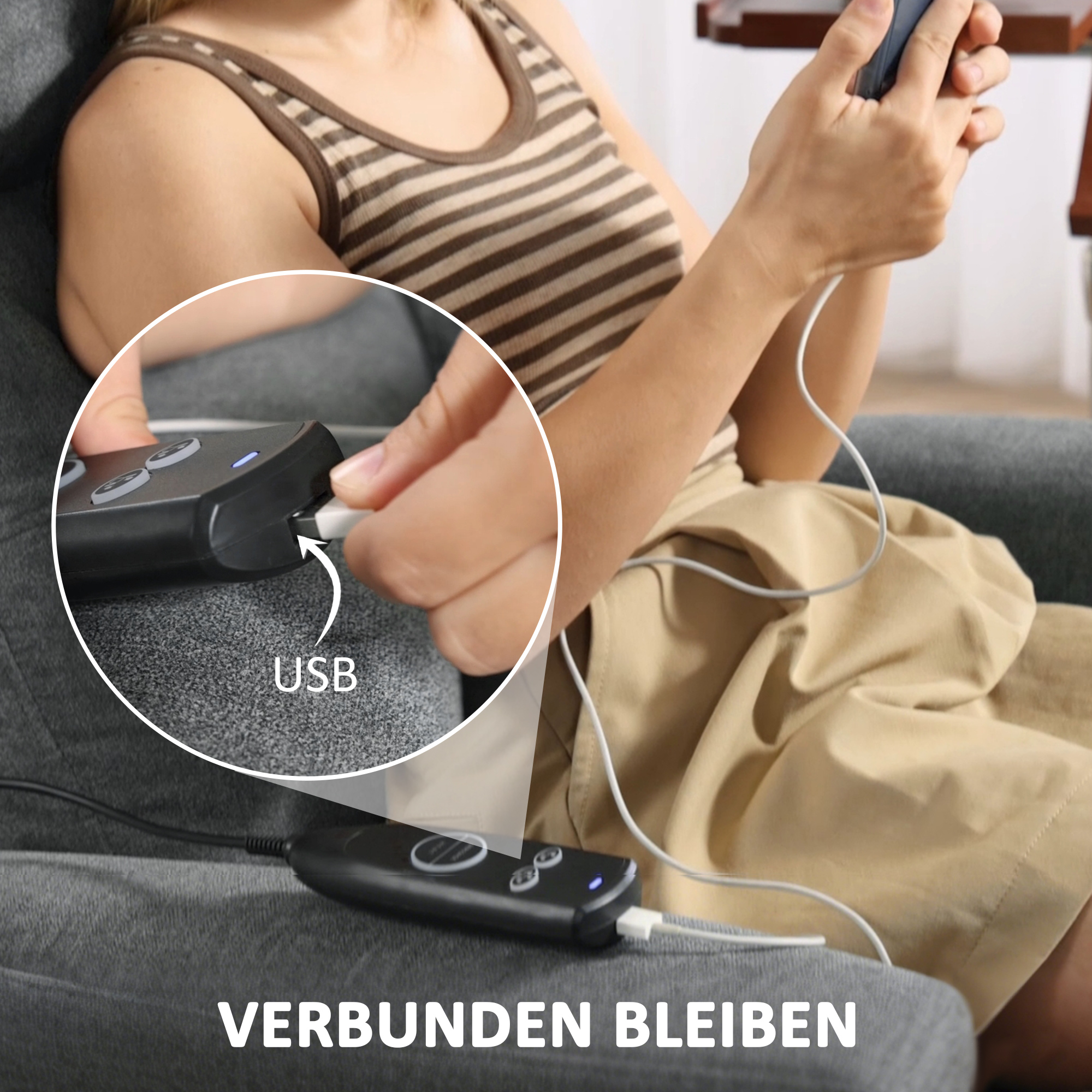 HOMCOM Massagestoel met Afstandsbediening, 8 Massagepunten, Lendeverwarming, USB-Poort, Zijvak, Gepolsterde Stoel, Grijs