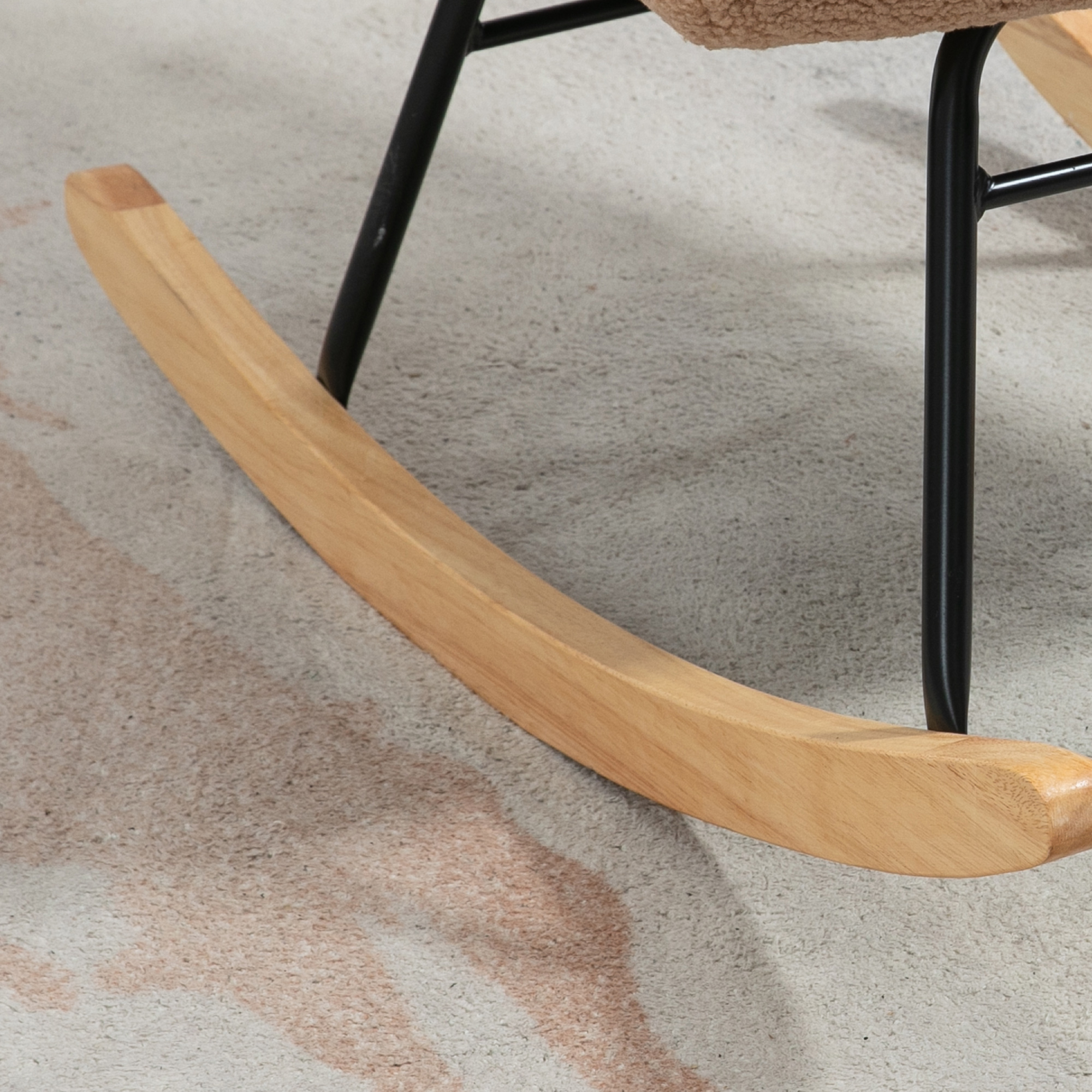 HOMCOM Schommelstoel in Retro-Design, Massief Hout, Stoel, Relaxstoel, 92 cm x 71 cm x 101 cm, Bruin