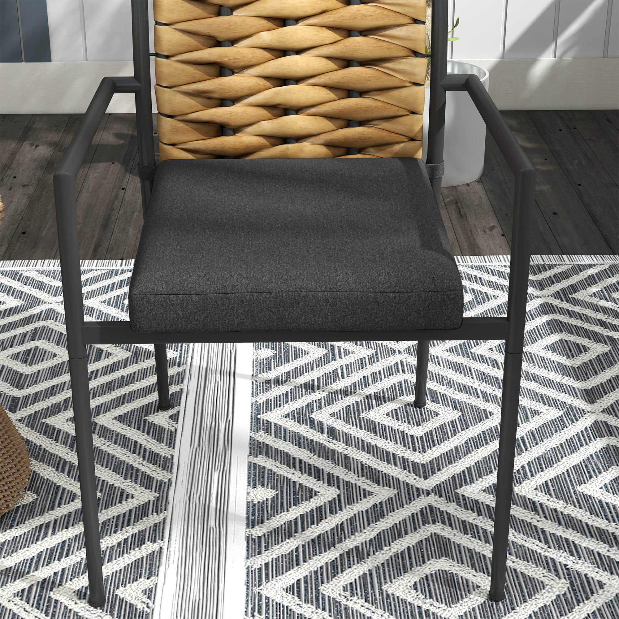 Outsunny Moderne Zwarte Tuinstoelen - Weerbestendige Buitenstoelen voor Terras - Afmetingen 57 x 58 x 87 cm