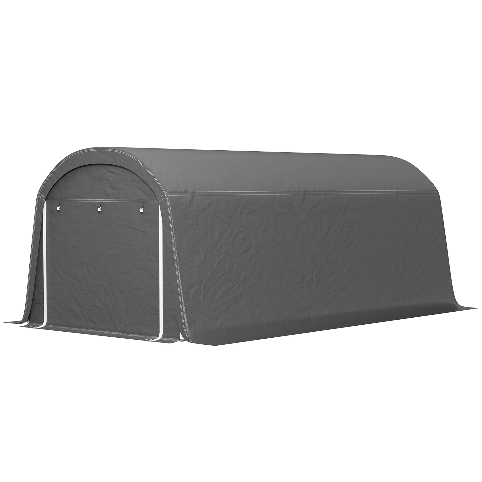 Outsunny Tuinschuur met Kunststof Zeil, Gereedschapstent, Opzetbare Garage, 300B x 600D x 230H cm, Donkergrijs