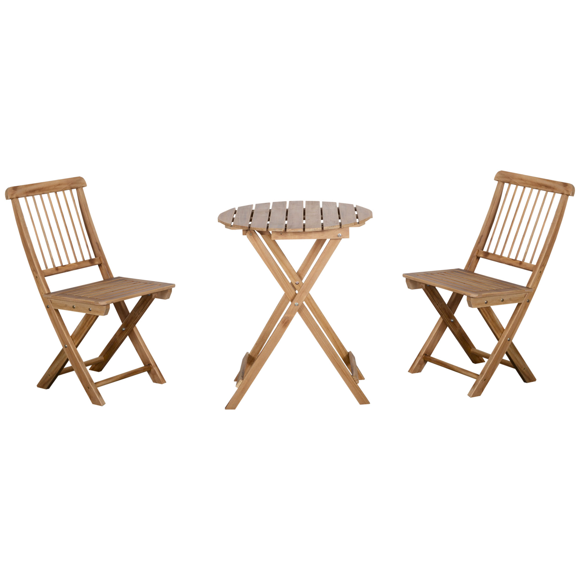 Outsunny bistroset 3 st. Opklapbare houten bistrotafel met 2 stoelen tuinset
