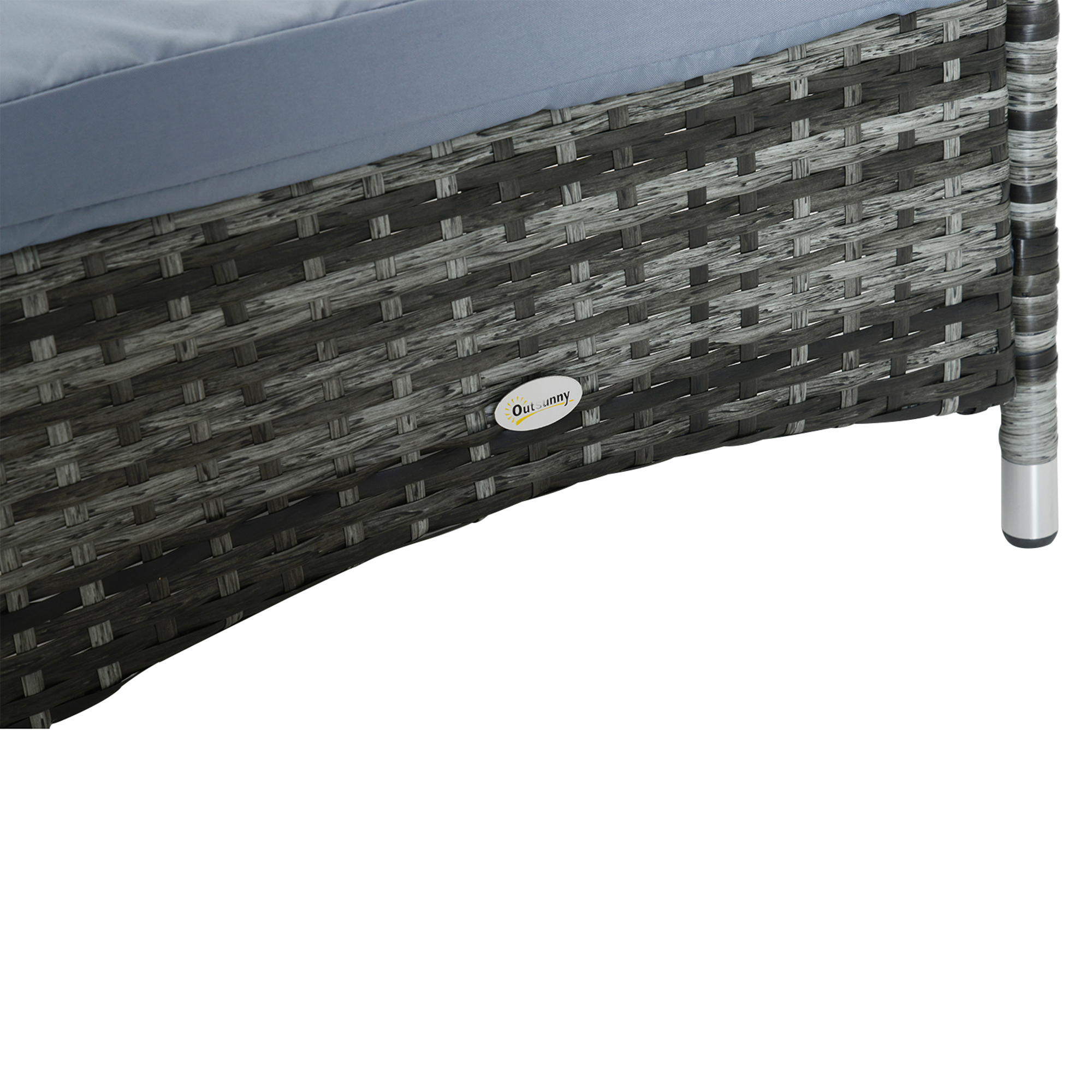 Outsunny poly-rotan ligbank ligstoel rotan ligstoel tuinmeubel mobiel grijs