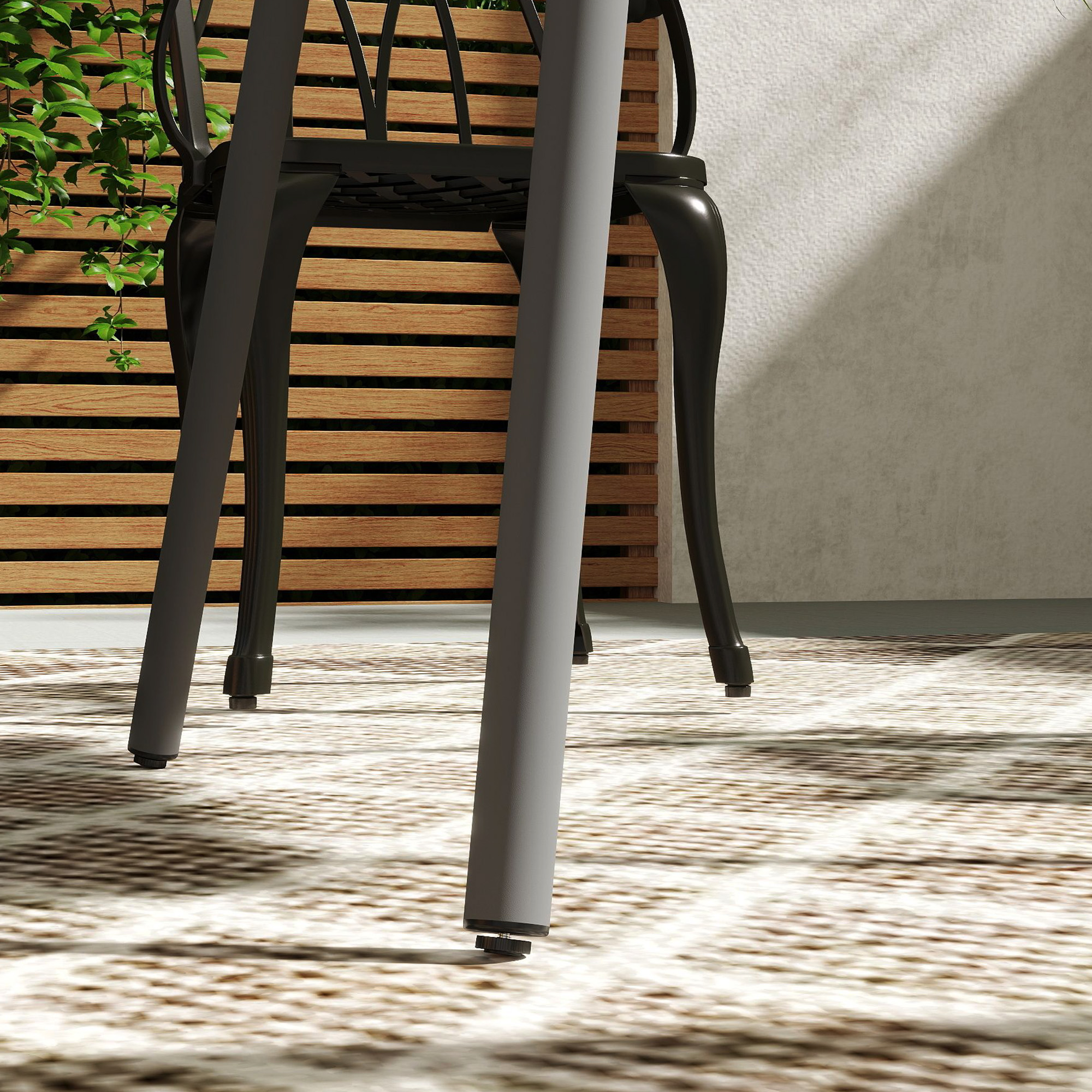 Outsunny Tuintafel, Buiteneettafel voor 4 Personen, Stalen Frame, Makkelijk te Reinigen, Roestbestendig, 80 x 80 x 74 cm, Grijs