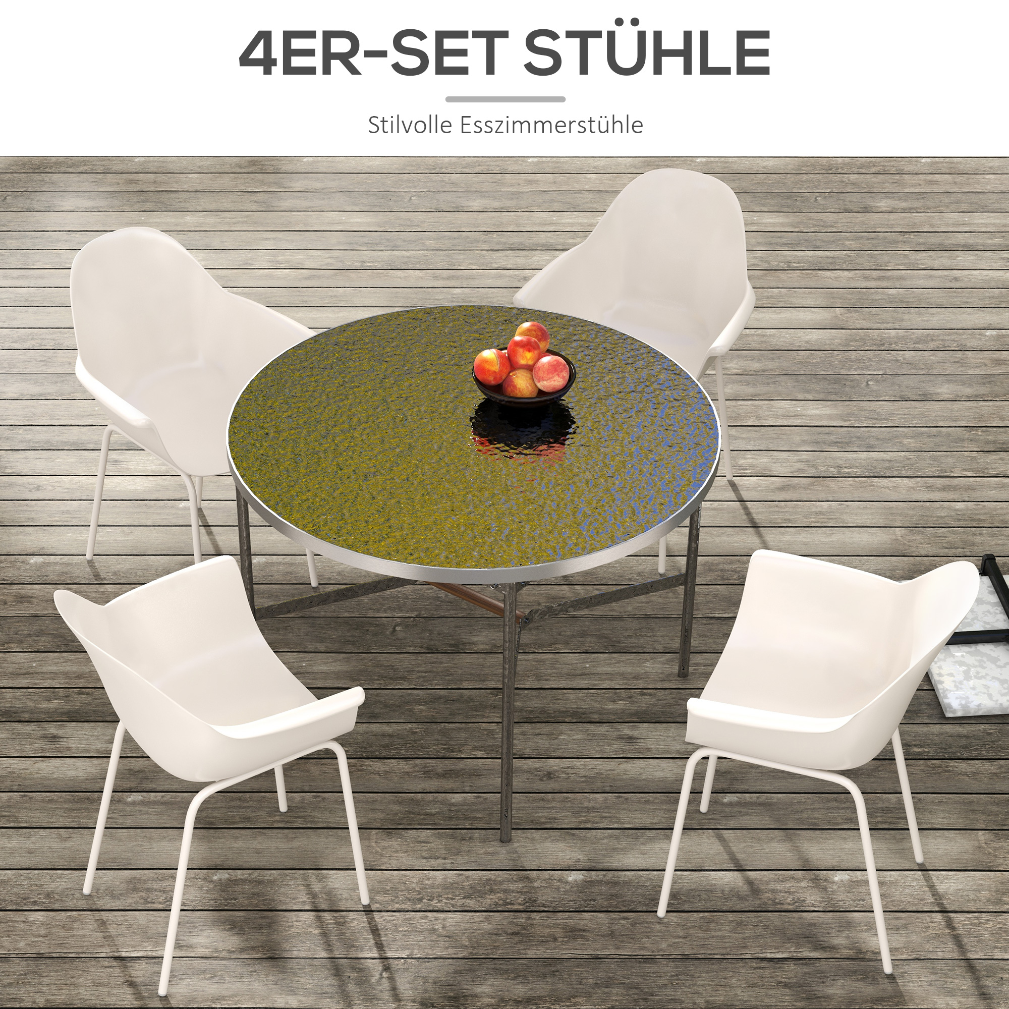 Outsunny 4-delige set tuinstoelen, buitenstoelen, tuinstoel, modern design, 59 cm x 55 cm x 84 cm, grijs