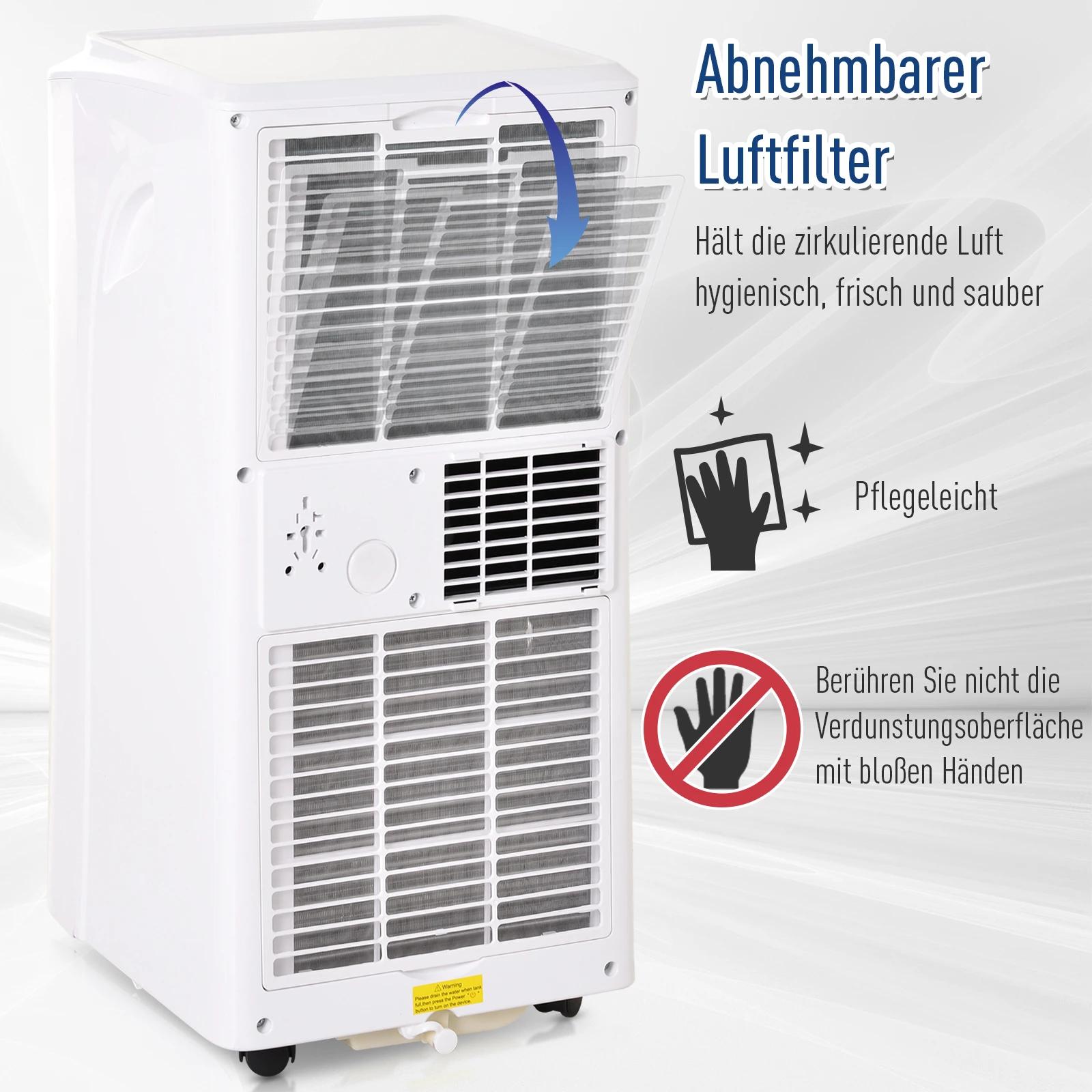 HOMCOM Mobiele airconditioning 3-in-1 airconditioner ontvochtiging 2,6 kW afstandsbediening ABS
