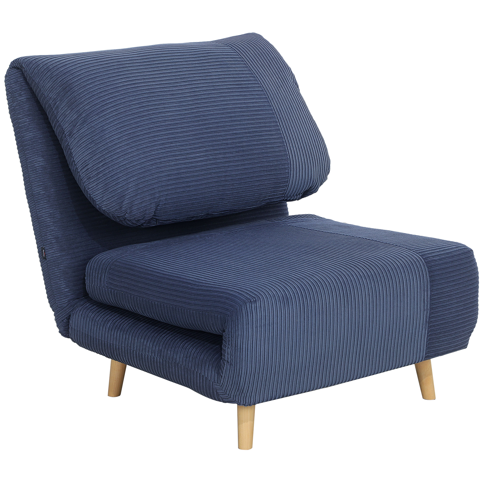 HOMCOM 2-in-1 Slaapstoel en Gastenbed met Verstelbare Hoofdsteun in Corduroy Look, 82 cm x 89 cm x 83 cm, Blauw