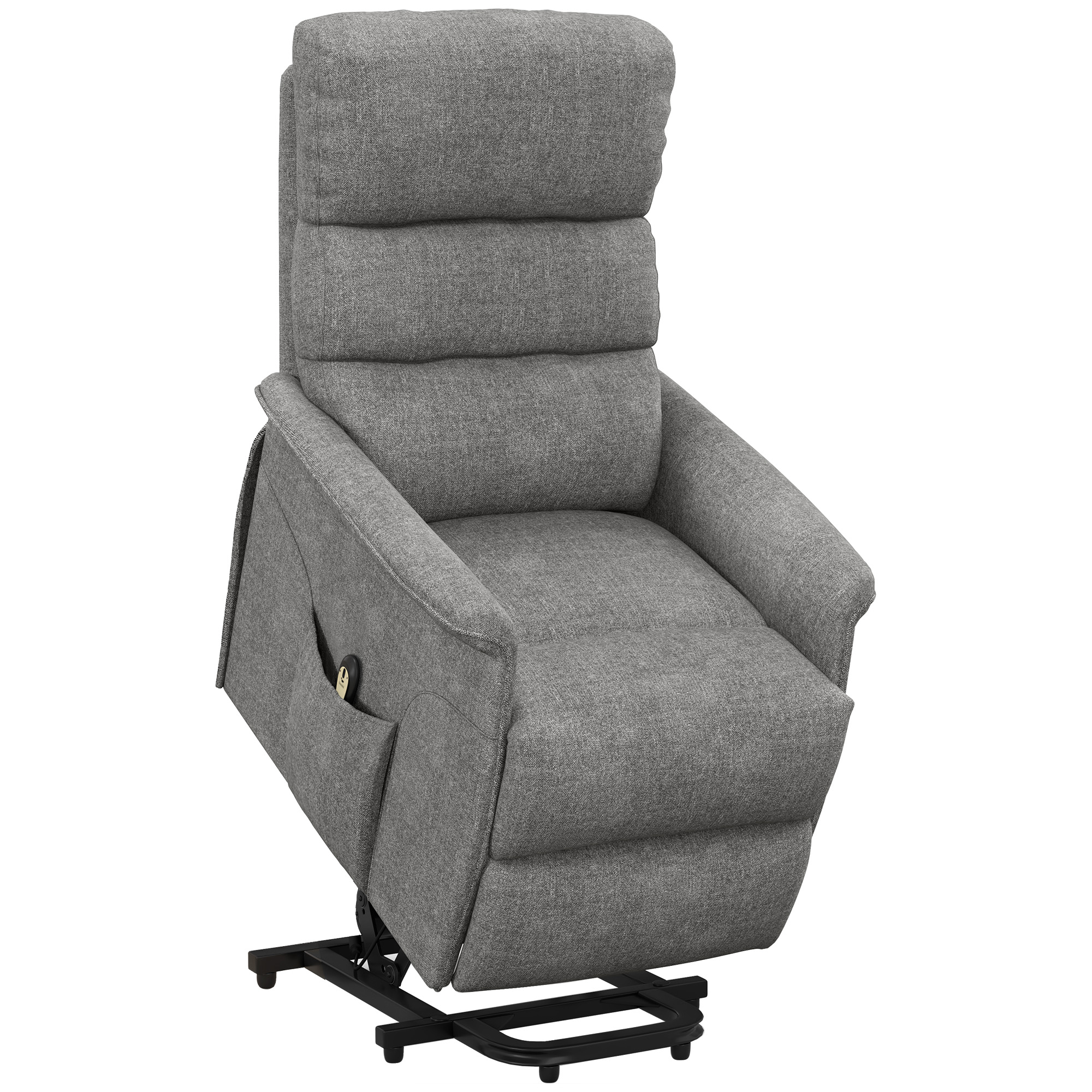 HOMCOM Relaxfauteuil met Elektrische Opstaanondersteuning, Verstelbare Rugleuning/Voetensteun, tot 120 kg, 66x90x96 cm, Grijs