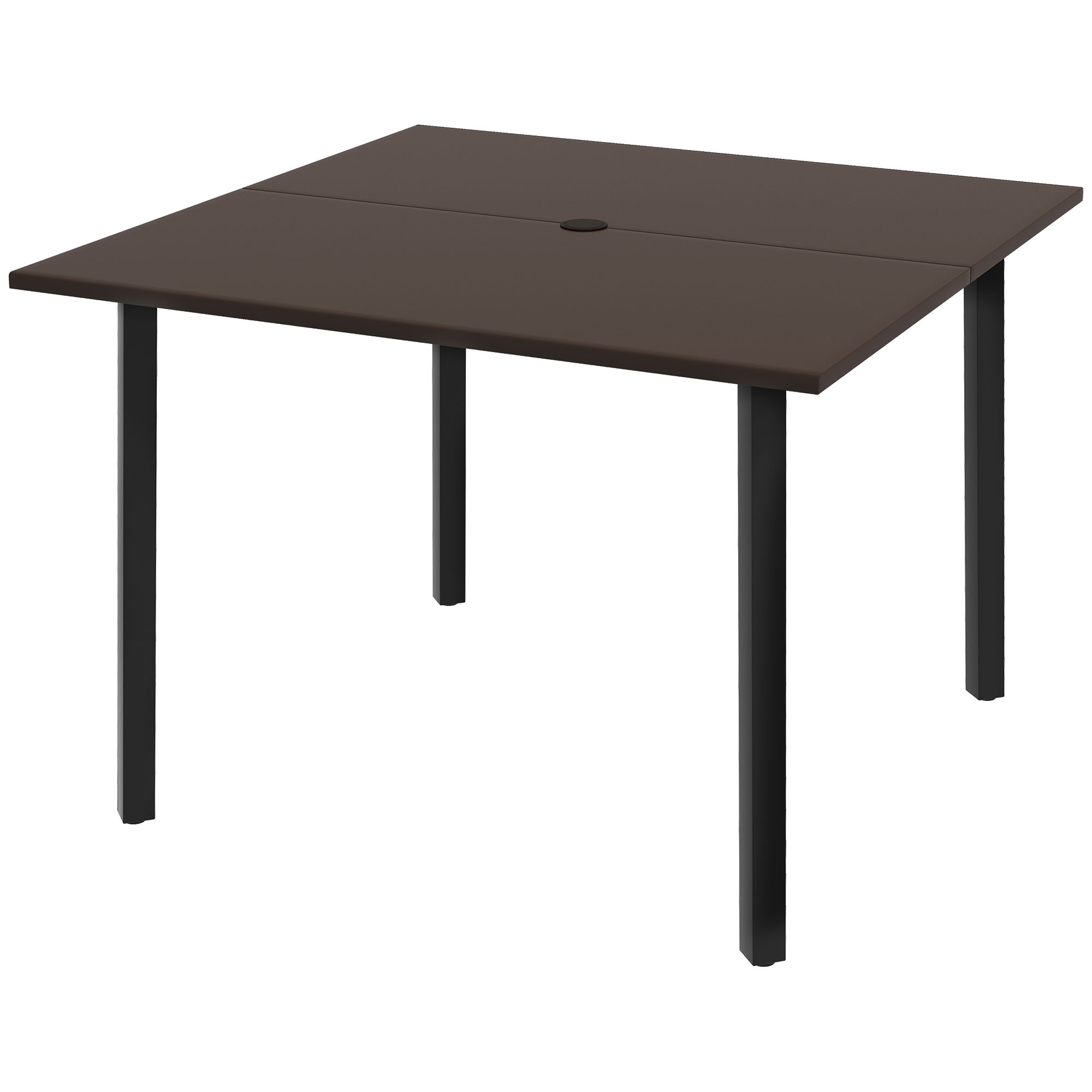 Outsunny Tuinset met parasolgat, metalen frame, 100x100x72 cm, bruin/zwart