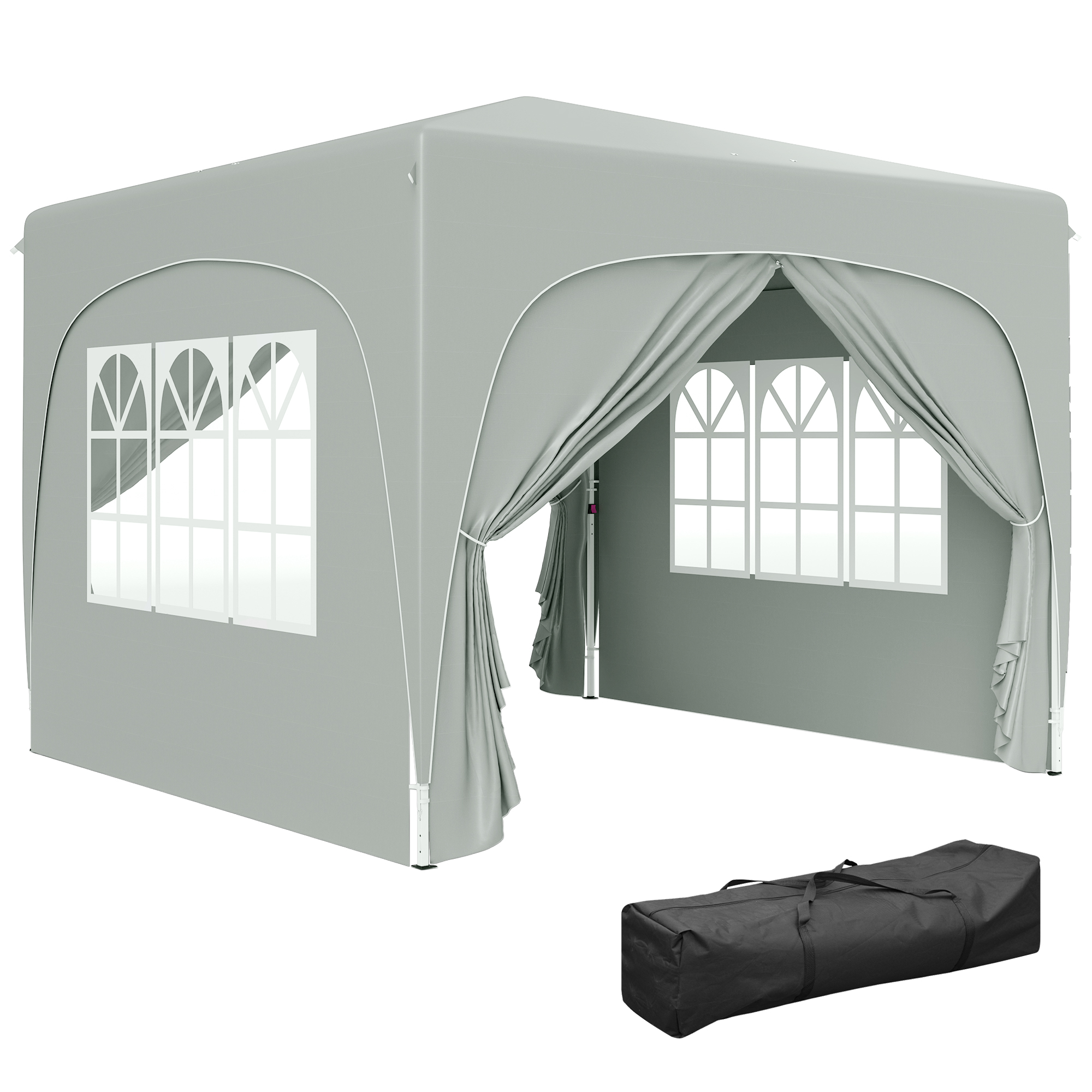 Outsunny 3 x 3 m Paviljoen, Pop-up Tuintent met Zijwanden en Draagtas, UPF50+, Hoogteverstelbaar, Zand