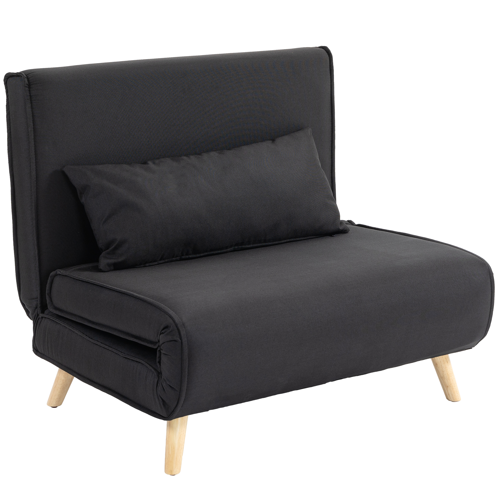 HOMCOM Relaxstoel met Bedfunctie, voor 1 Persoon, Modern Design, tot 350 kg, 94x78x80cm, Zwart