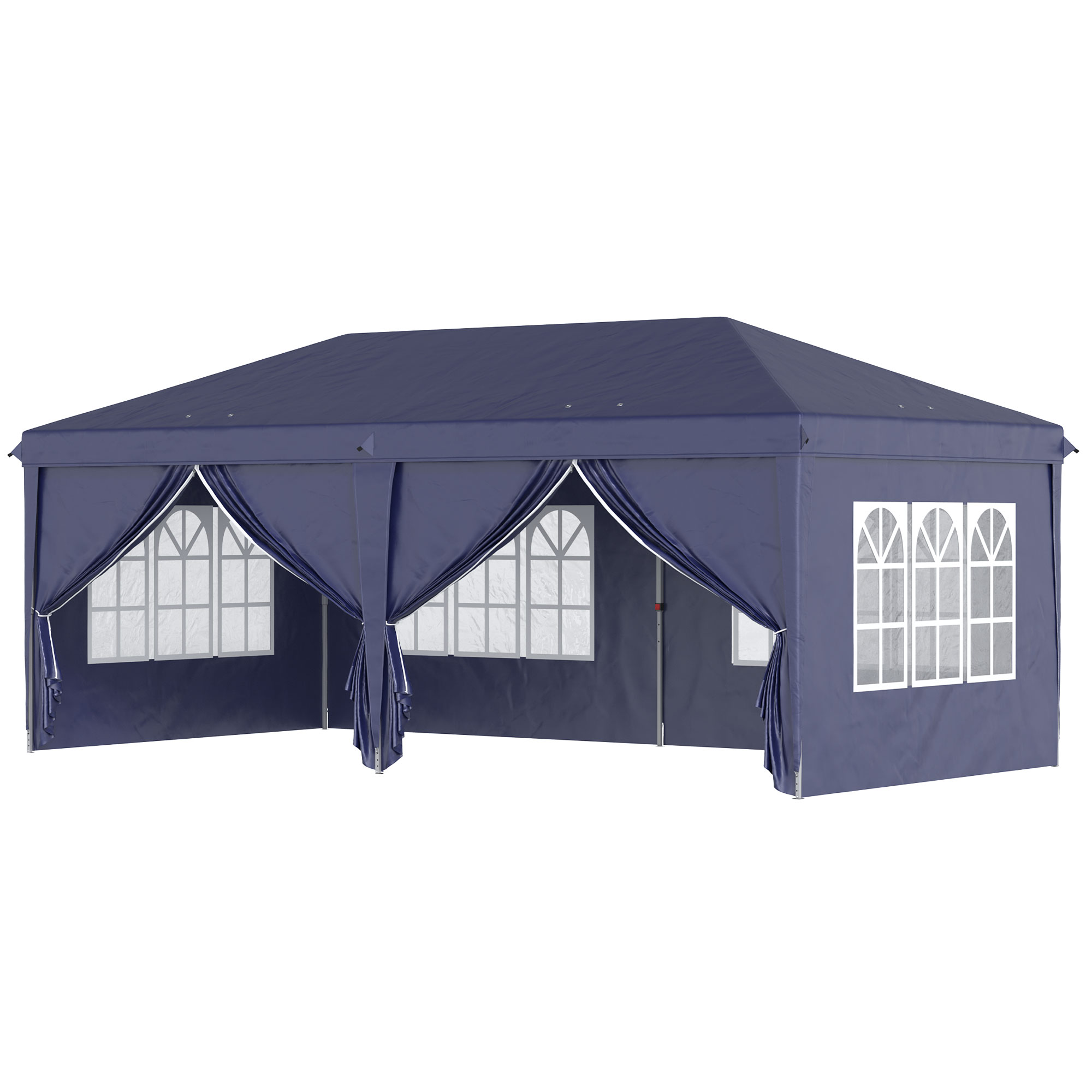Outsunny Vouwtent van 6 x 3 m, verwijderbare zijwanden, grote ramen, deuren met ritssluiting, stalen frame, blauw
