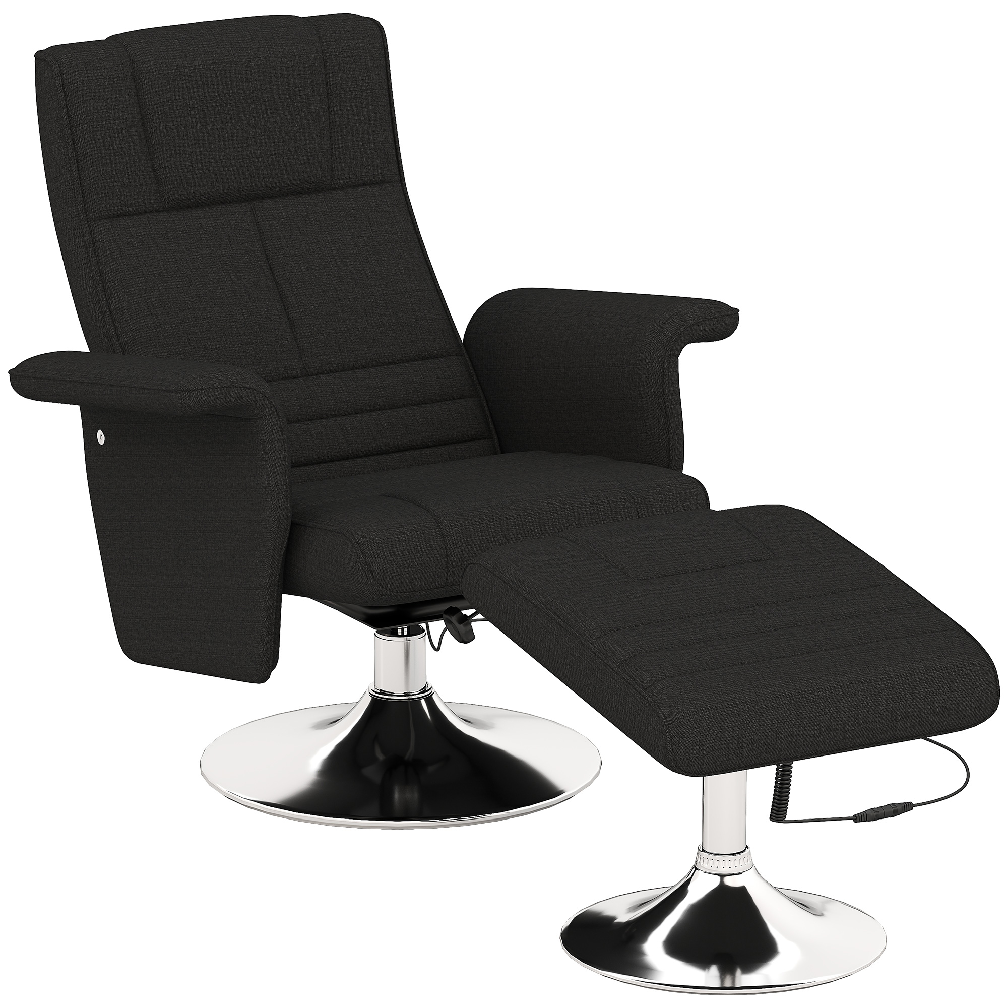 HOMCOM Massagesessel met Kruk, Kantelbare Rugleuning, 78 x 95 x 88 cm, Zwart
