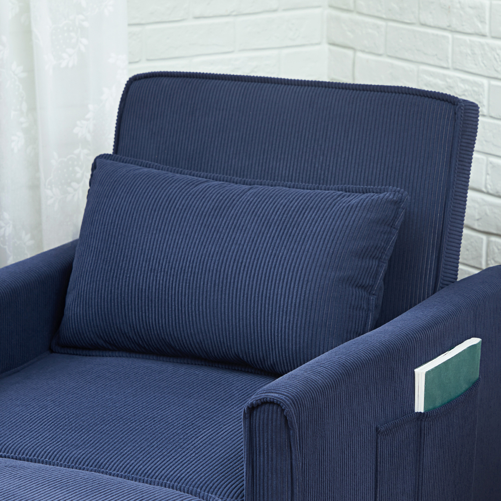 HOMCOM Slaapfauteuil, Verstelbaar, 3 Posities, Corduroy Bekleding, tot 120 kg, Blauw