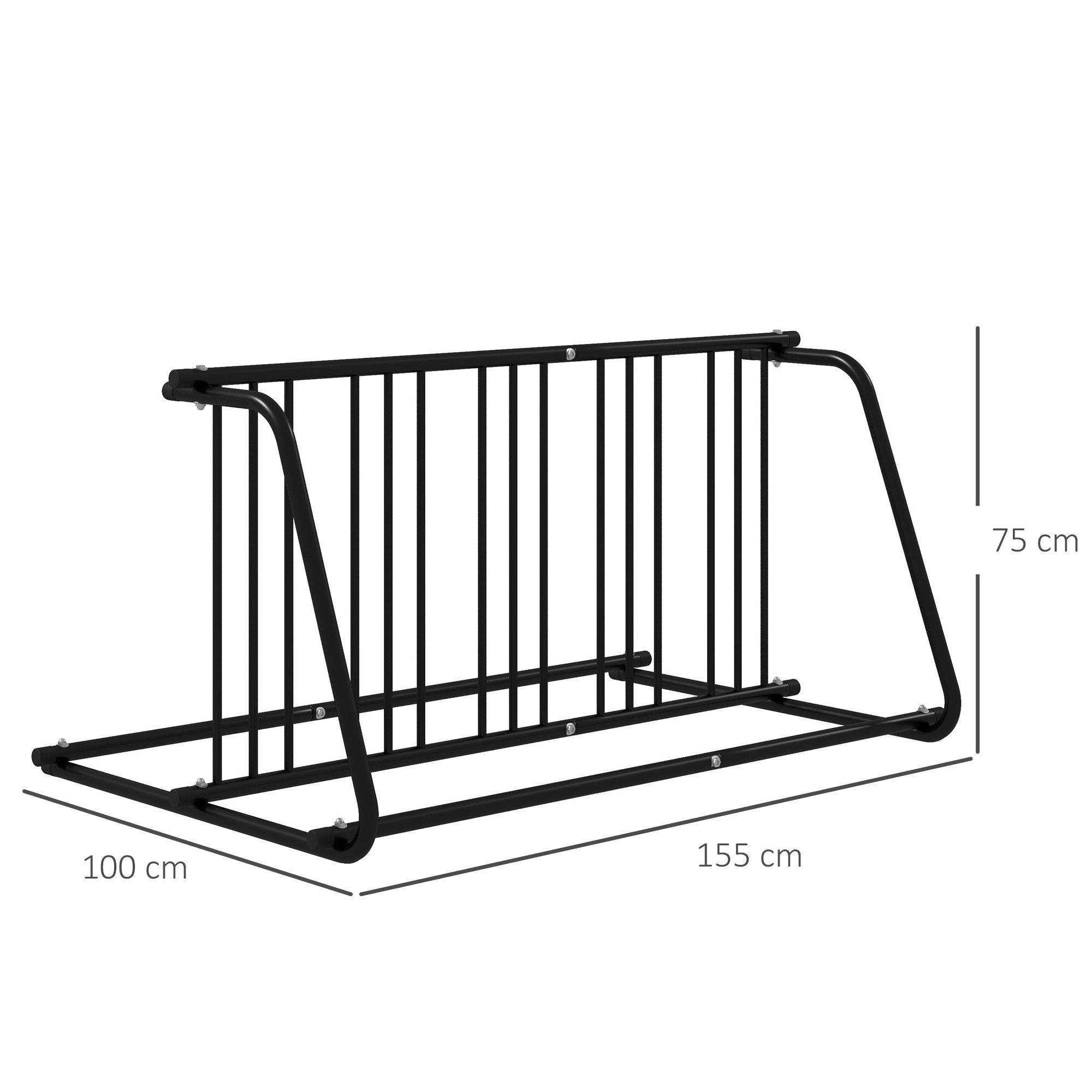 DURHAND Fietsenrek voor 4 fietsen, weerbestendig, extra bevestiging, 155 x 100 x 75 cm, Zwart