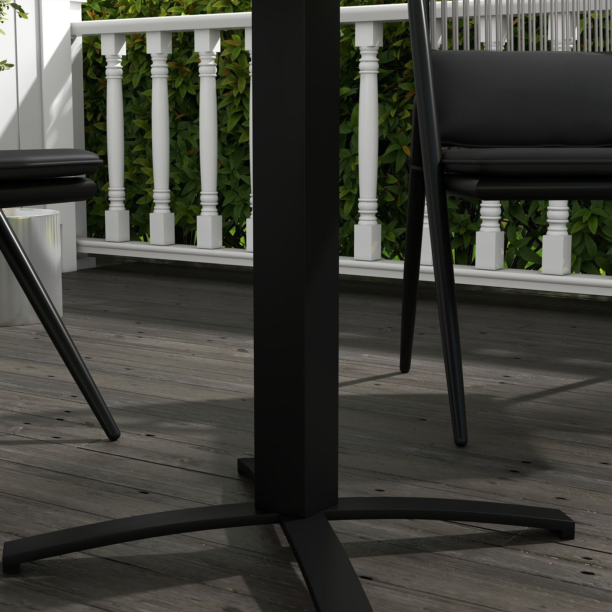 Outsunny Terrastafel, voor 4 personen, houtlook, aluminium frame, 70 x 70 x 76 cm, Grijs