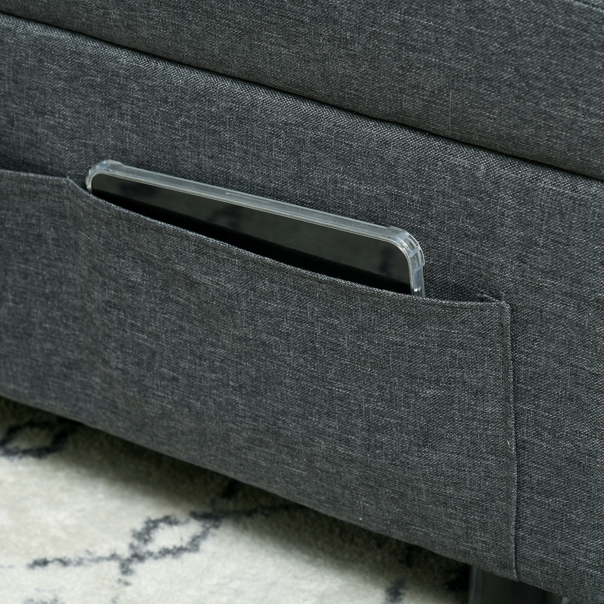 HOMCOM Ligstoel Slaapstoel 3-in-1 Stoel, linnenlook, inclusief kussen, 65,5 cm x 104 cm x 81 cm, Donkergrijs