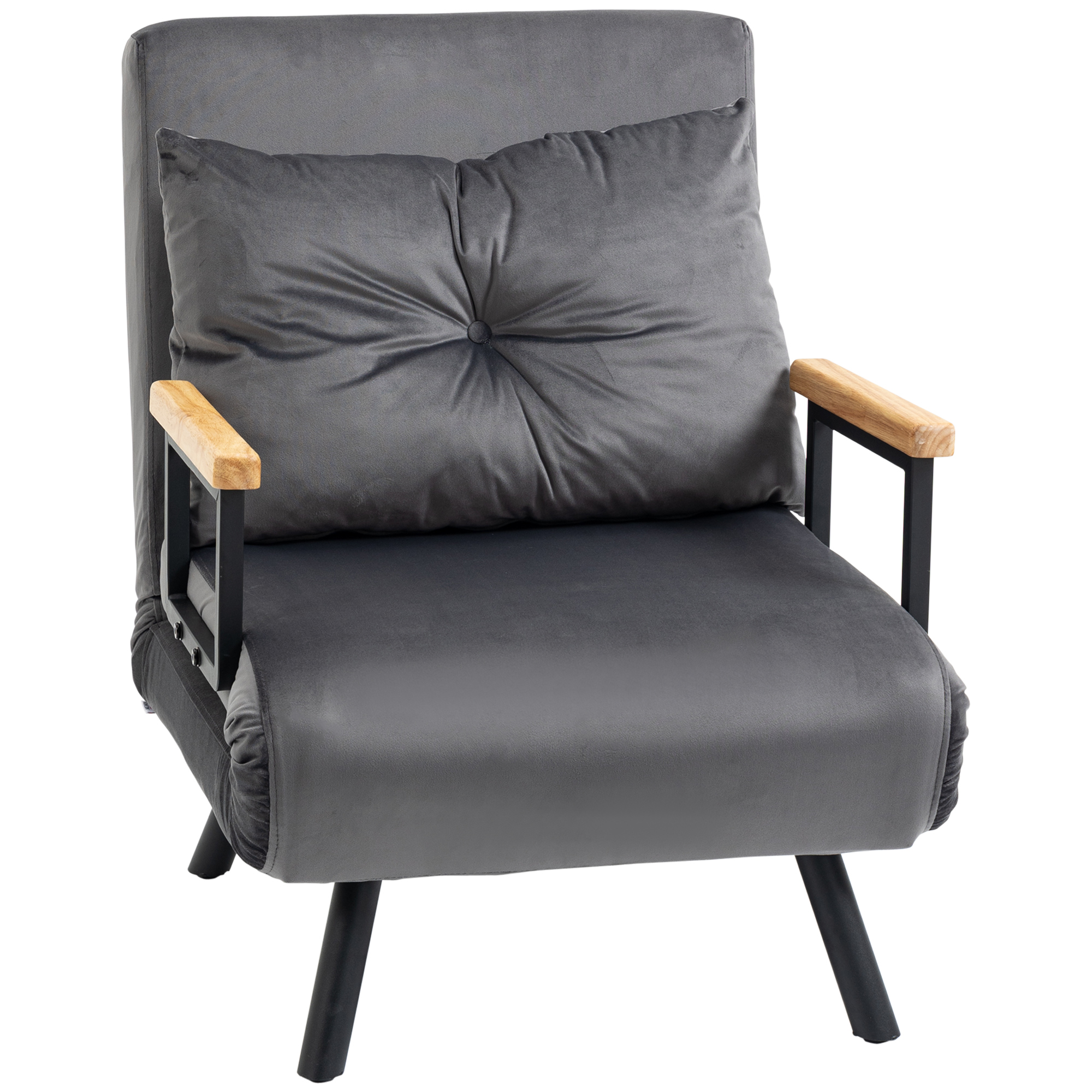 HOMCOM Lounge stoel in Scandinavisch design, ligstoel, leesstoel. Inclusief kussen met knoopsluiting, Donkergrijs