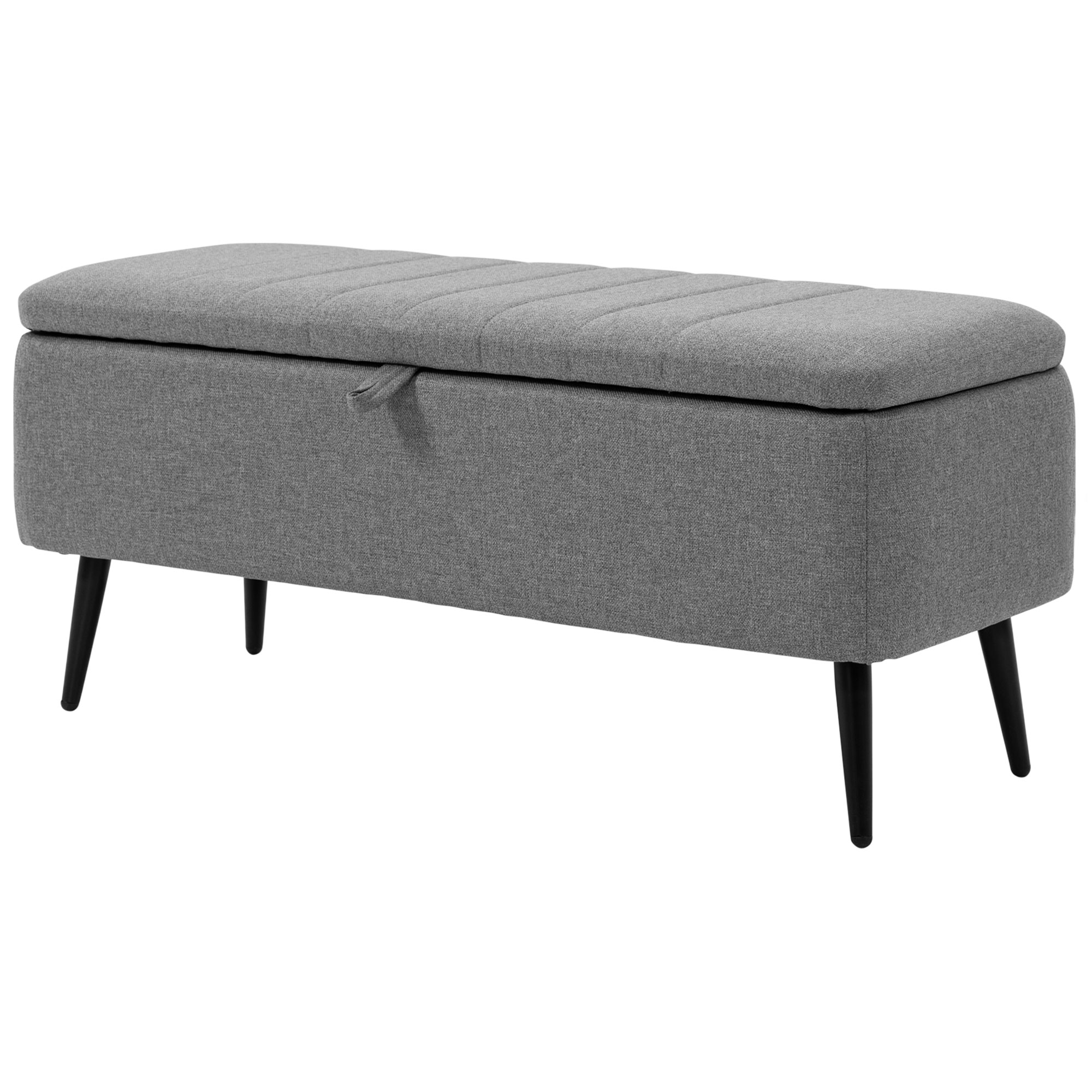 HOMCOM Zitbank met Opbergruimte, Gestoffeerde Bank met Linnenlook, Opbergbank met Stalen Poten 102 x 40 x 44 cm, Grijs