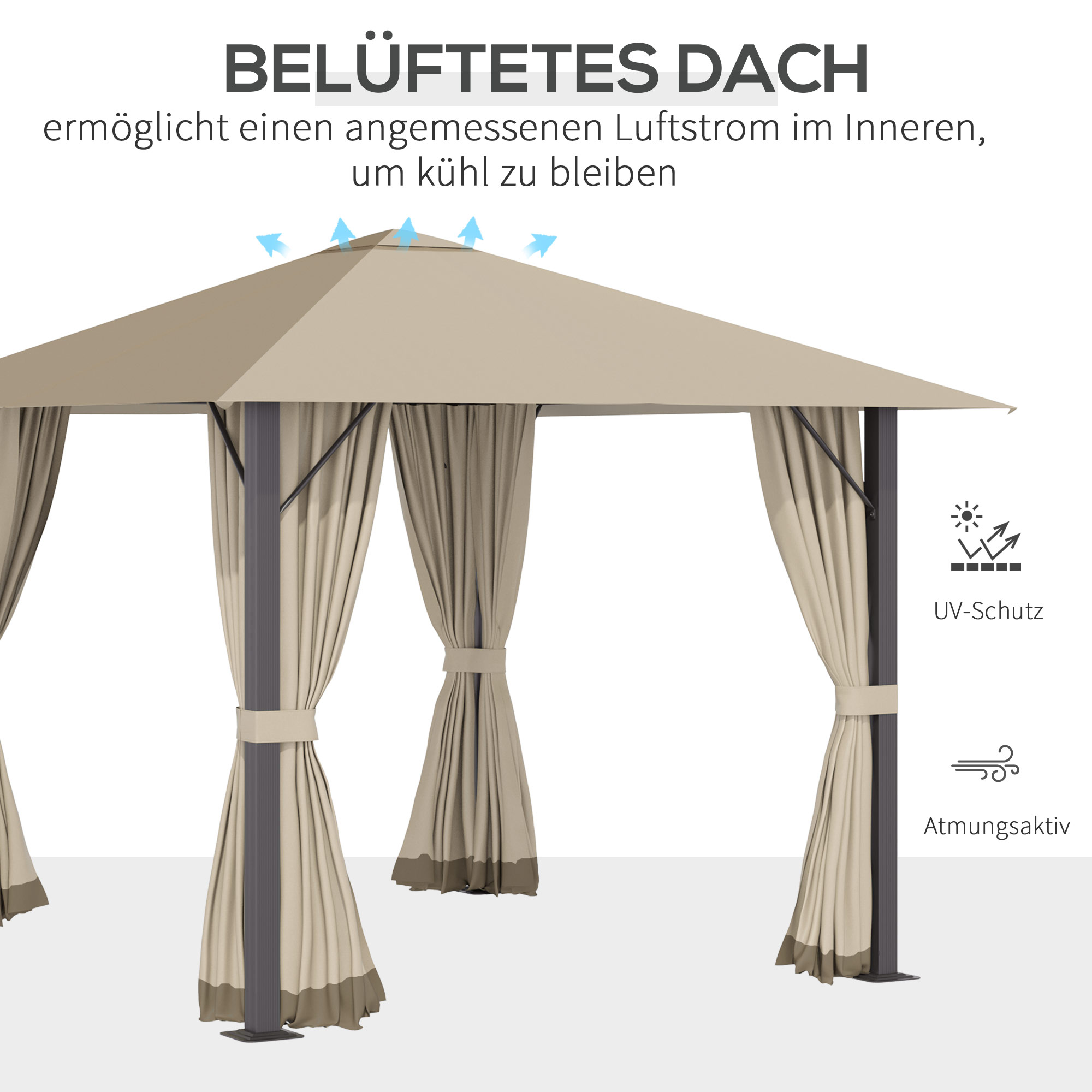 Outsunny tuinhuisje 3m x 3m aluminium staal