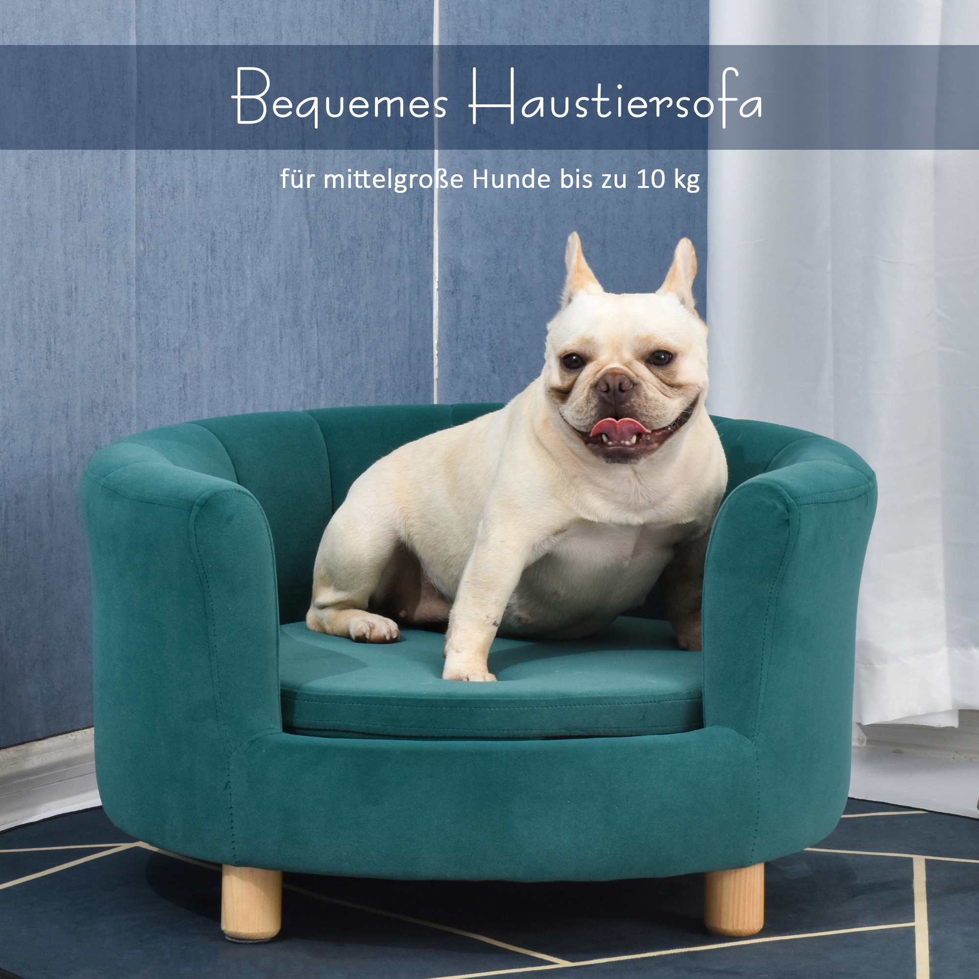 PawHut Hondenbank met zachte bekleding rond hondenbed hondenbank met houten poten