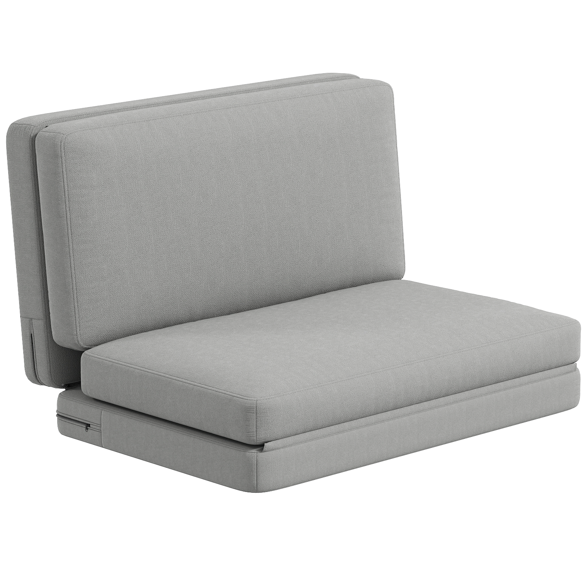 HOMCOM 2-in-1 opvouwbare Relaxstoel, Gastenmatras, deelbaar, 120 cm breed, Lichtgrijs