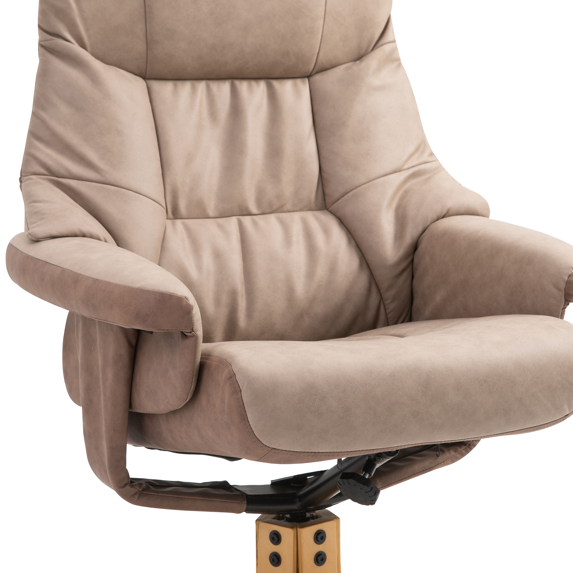 HOMCOM Relaxstoel met voetenbank, 360° draaibaar, 135° kantelbaar, ademende bekleding, 78 x 82,5 x 109 cm, bruin