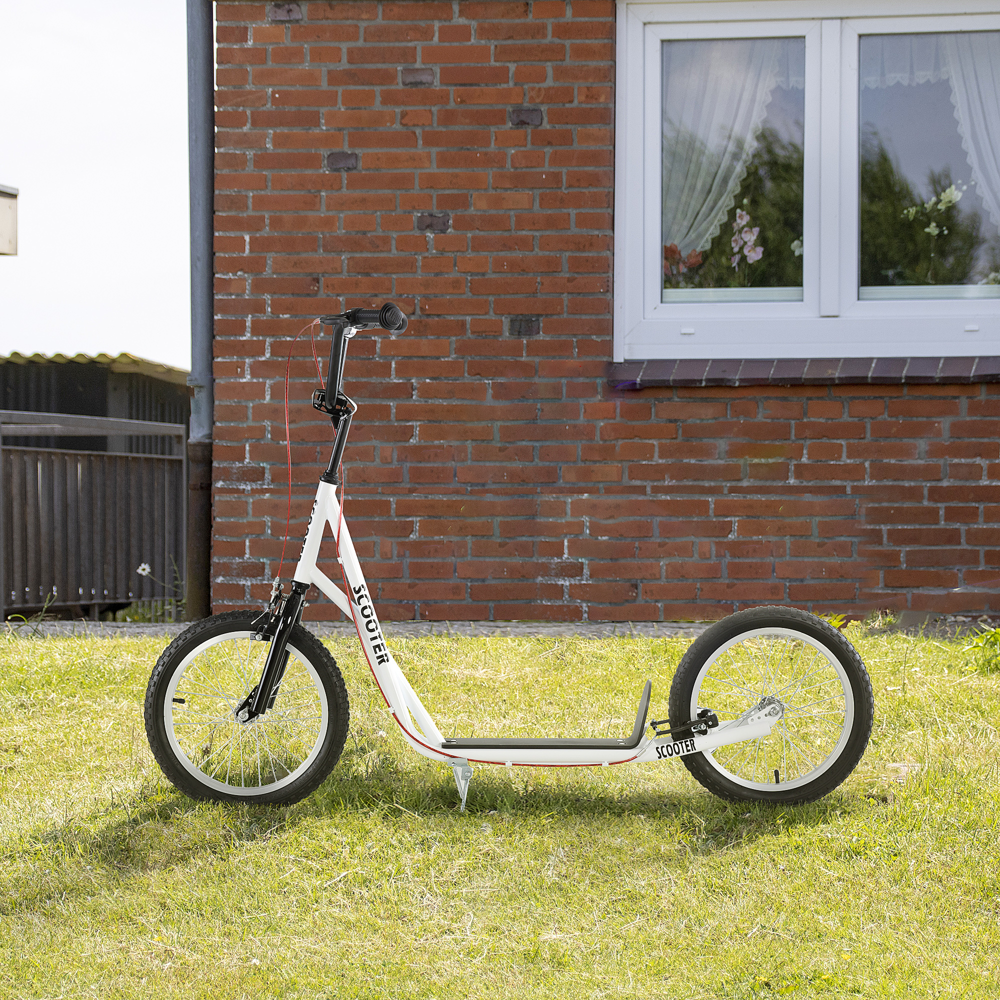 HOMCOM step scooter stadsscooter kinderen luchtband verstelbare step aluminium wit