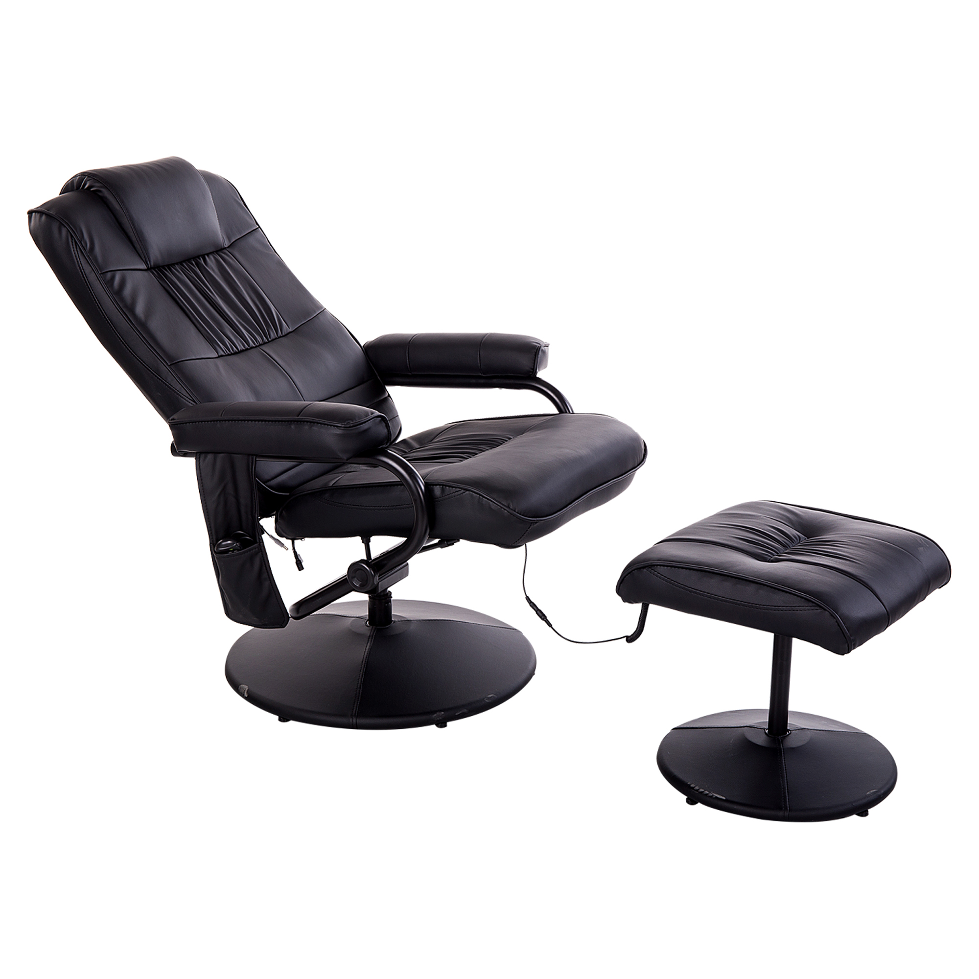 HOMCOM massagestoel relaxstoel tv-stoel stoel met massagefunctie incl. krukje kunstleer zwart 77 x 84 x 95 cm