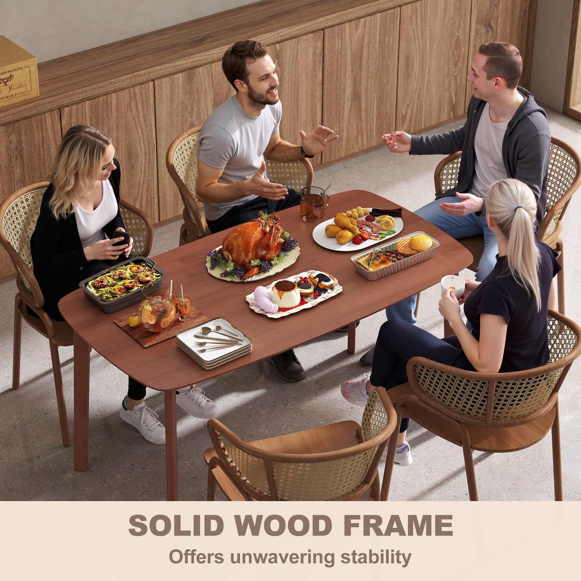 HOMCOM Eettafel, Landhuisstijl, Gelakte Oppervlakte, Hout, 150 x 80 cm, Bruin