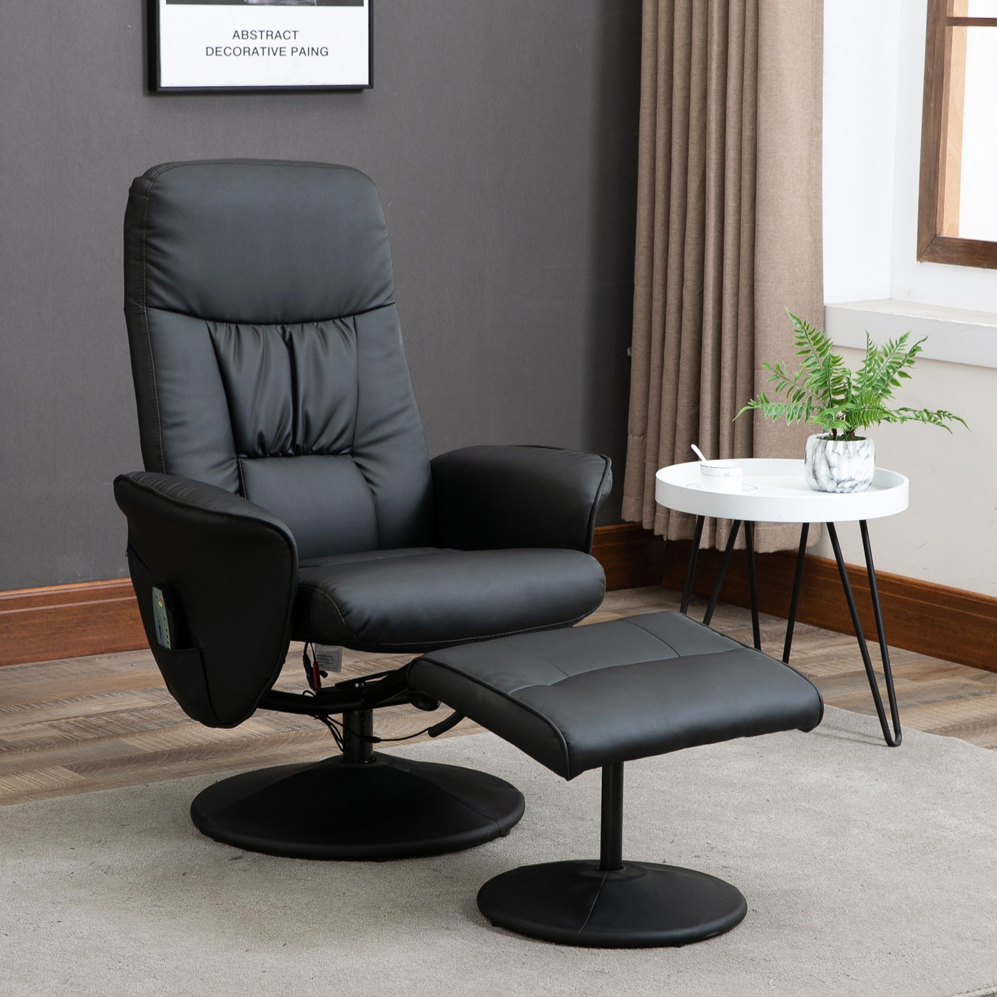 HOMCOM massagestoel met voetenbank relaxstoel massagestoel tv-stoel 145° hellingshoek kunstleer zwart 76 x 81 x 105 cm