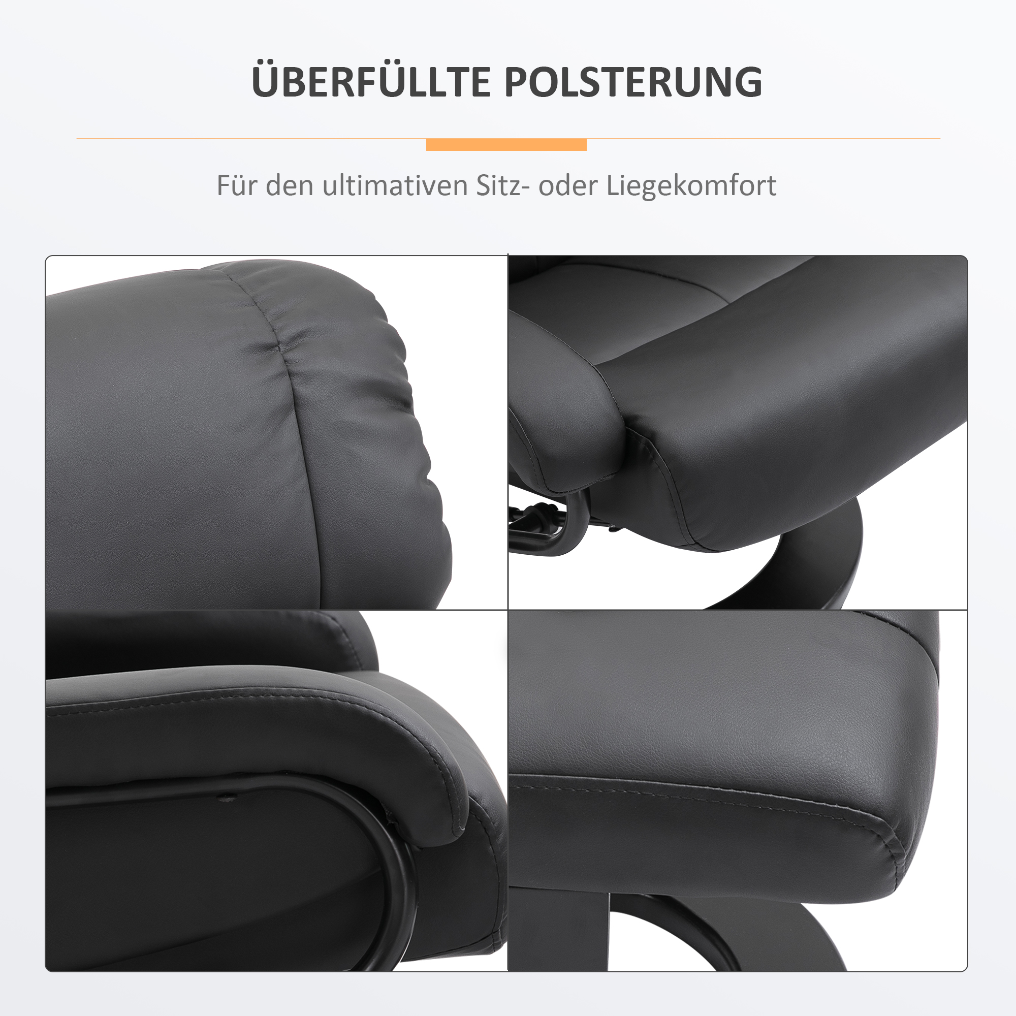 HOMCOM relaxfauteuil met massagestoel incl. kruk zwart