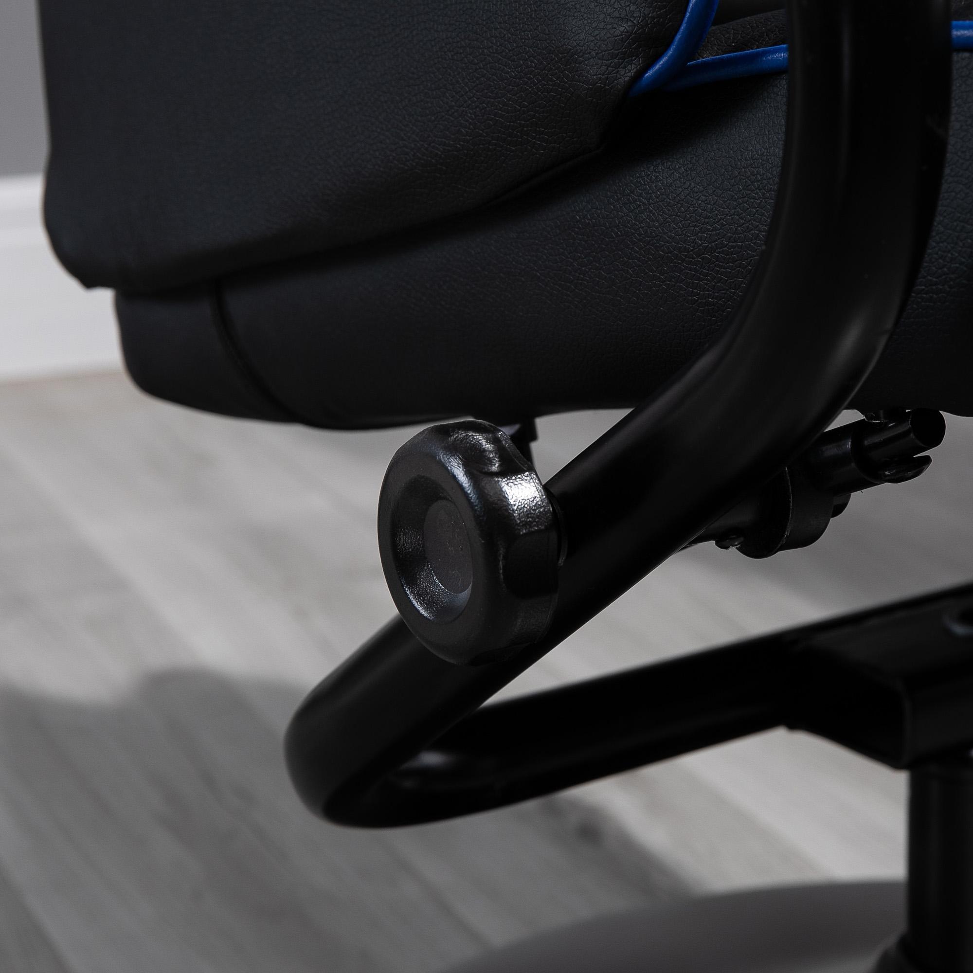 Vinsetto Fauteuil met voetenbank, inclusief hoofdsteun en lendenkussen, rugleuning verstelbaar tot 130°, donkergrijs+blauw