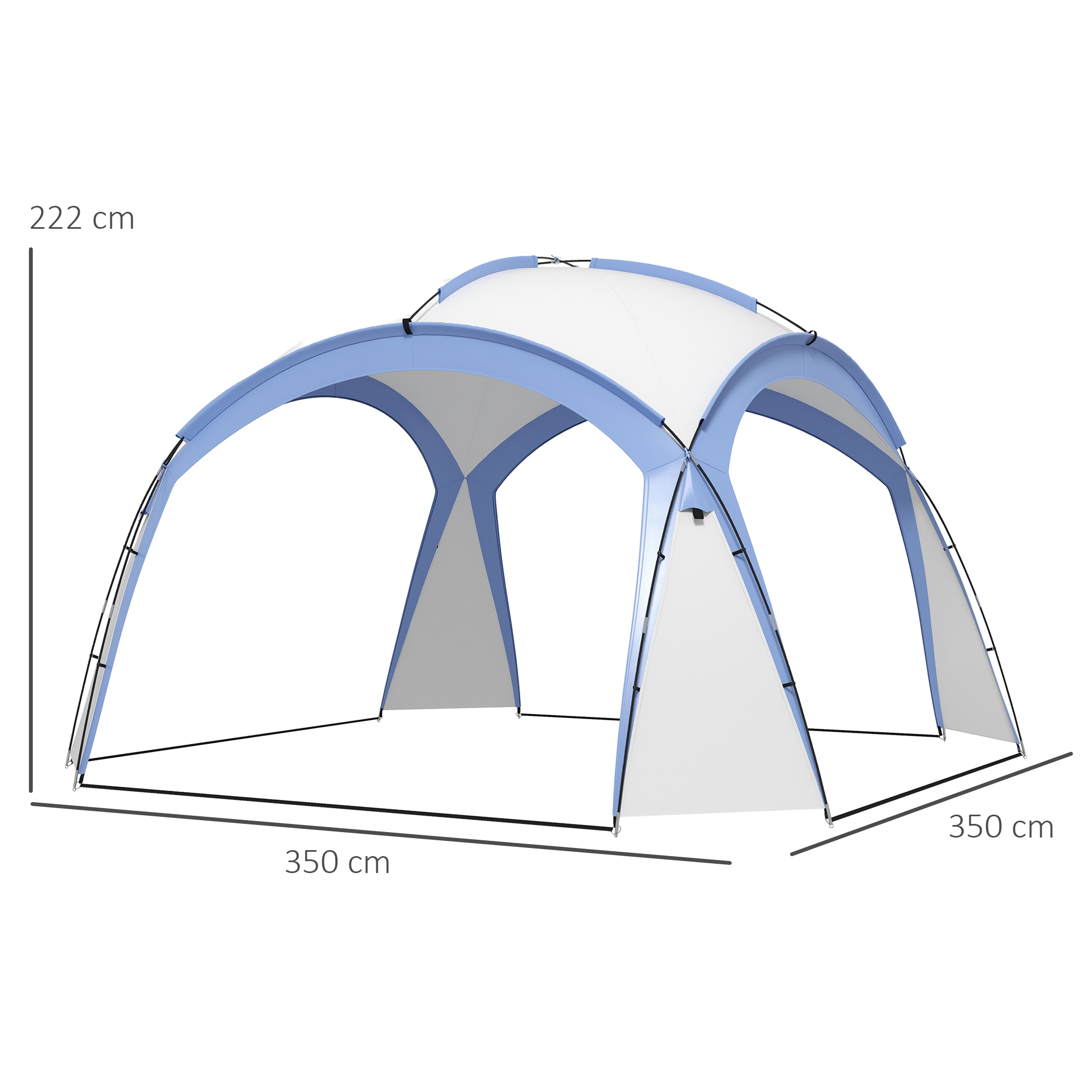 Outsunny Event Shelter 3,5 x 3,5m Paviljoen met Haak Deur Waterafstotend Winterbestendige Tuinpaviljoen Blauw
