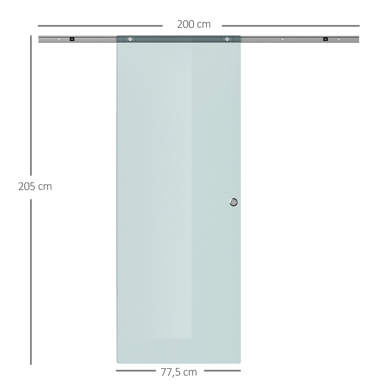 HOMCOM glazen schuifdeur schuifdeur glazen deur kantoor met zonder stroken 775/900/1025 x 2050 mm