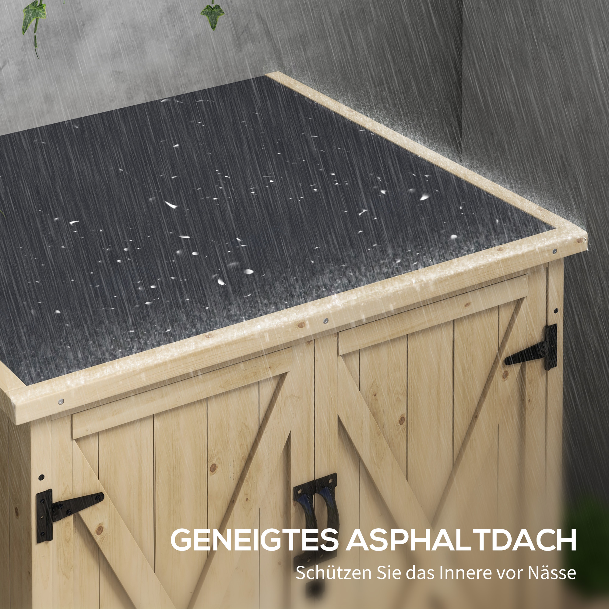 Outsunny Outdoor Opbergbox Tuinbox Kussenbox, weerbestendig, met asfaltdak, 77,5 cm x 88 cm x 90 cm, Donkergrijs